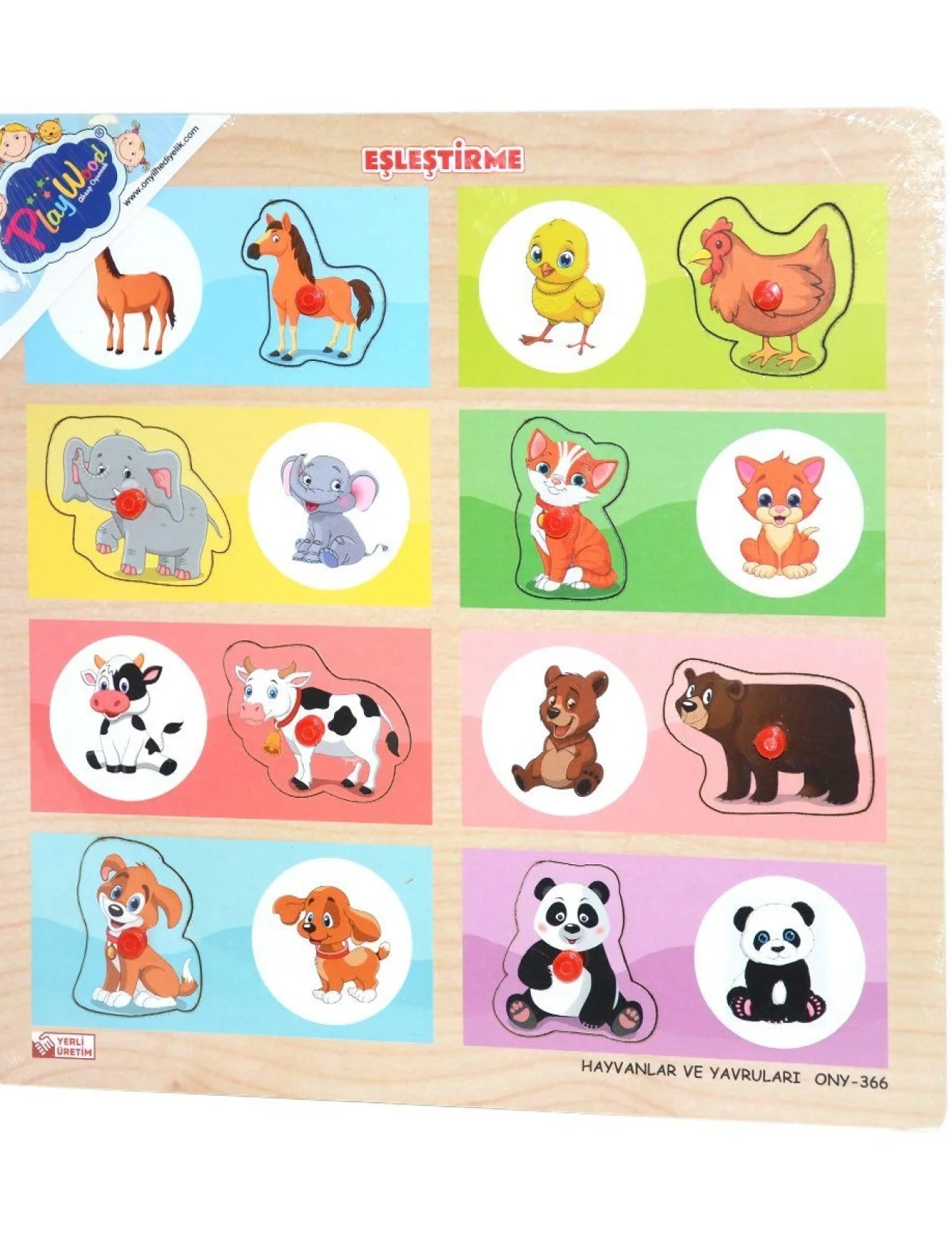 ONY-366-367 Ahşap Tutmalı Eşleştirme -Hayvanlar ve Yavruları