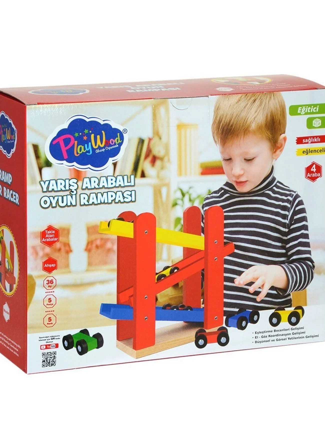 ONY-382 PlayWood  Ahşap Yarış Arabalı Oyun Rampası-Onyıl