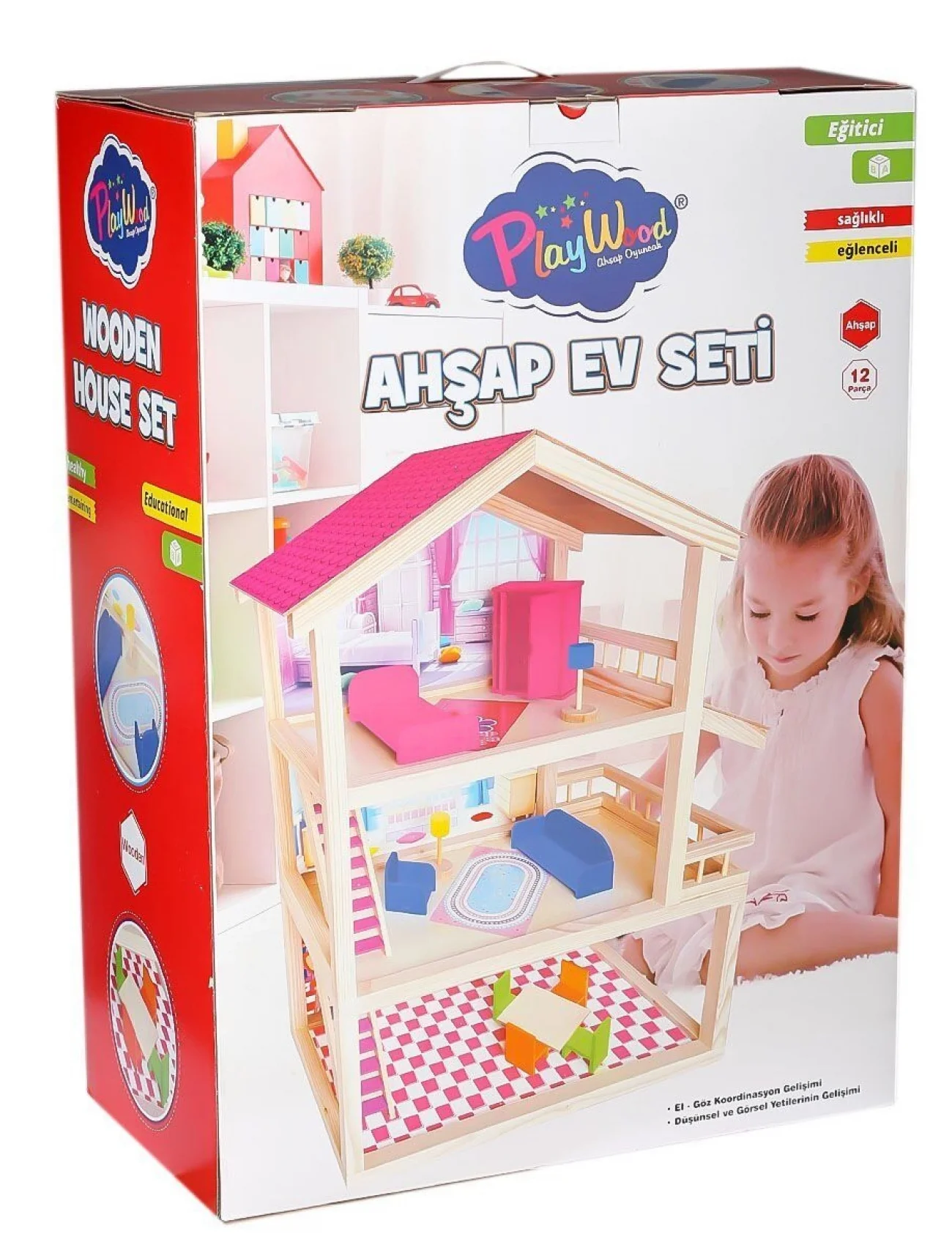 ONY-398 Büyük Ahşap Ev Seti -Onyıl Oyuncak