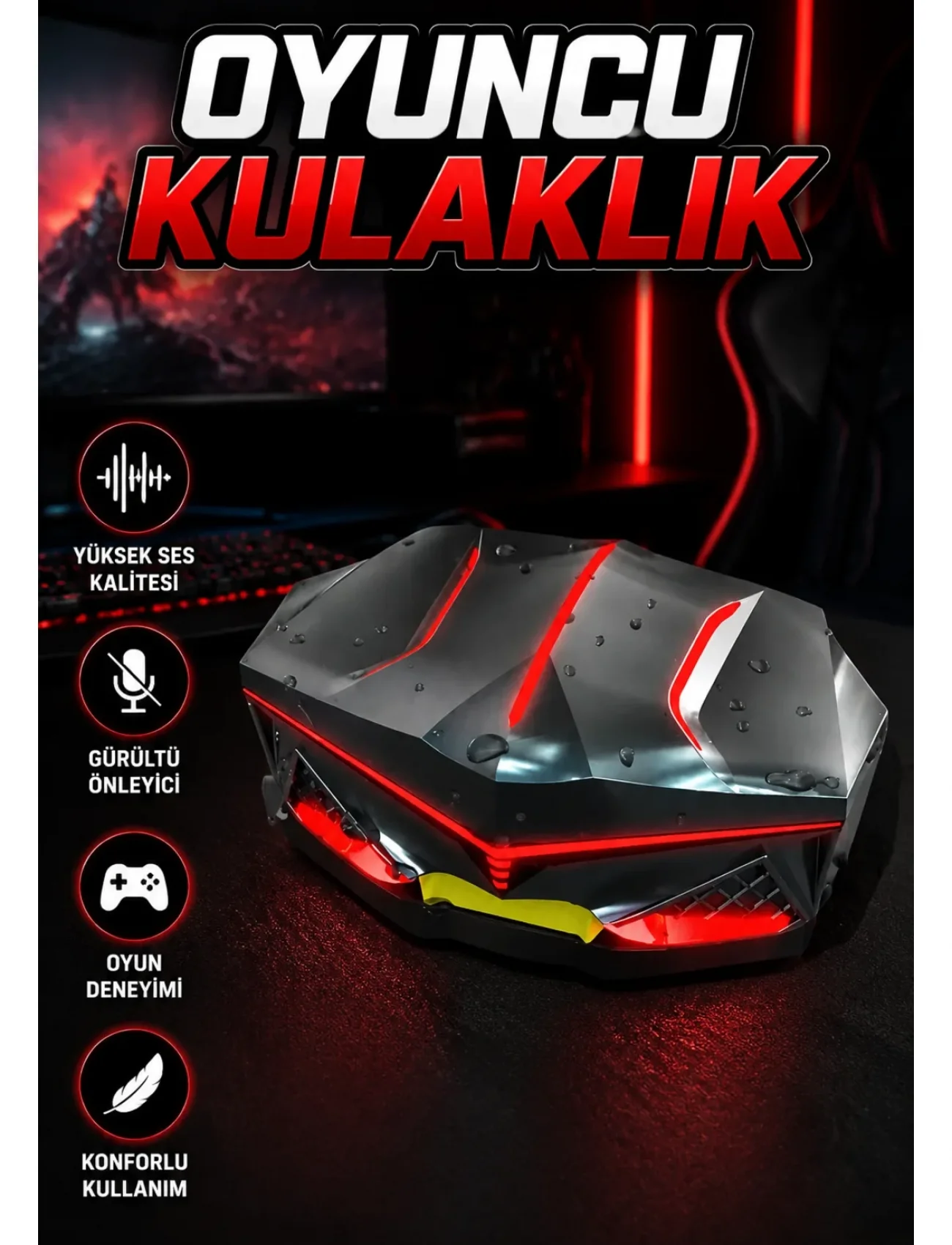 Oyuncu Kulaklığı  Kulaklık Yüksek Ses Kaliteli Gürültü Önleyici Yeni Nesil
