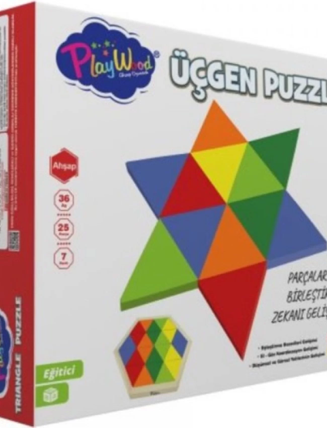 PlayWood Ahşap Üçgen Puzzle 24 Parça 395