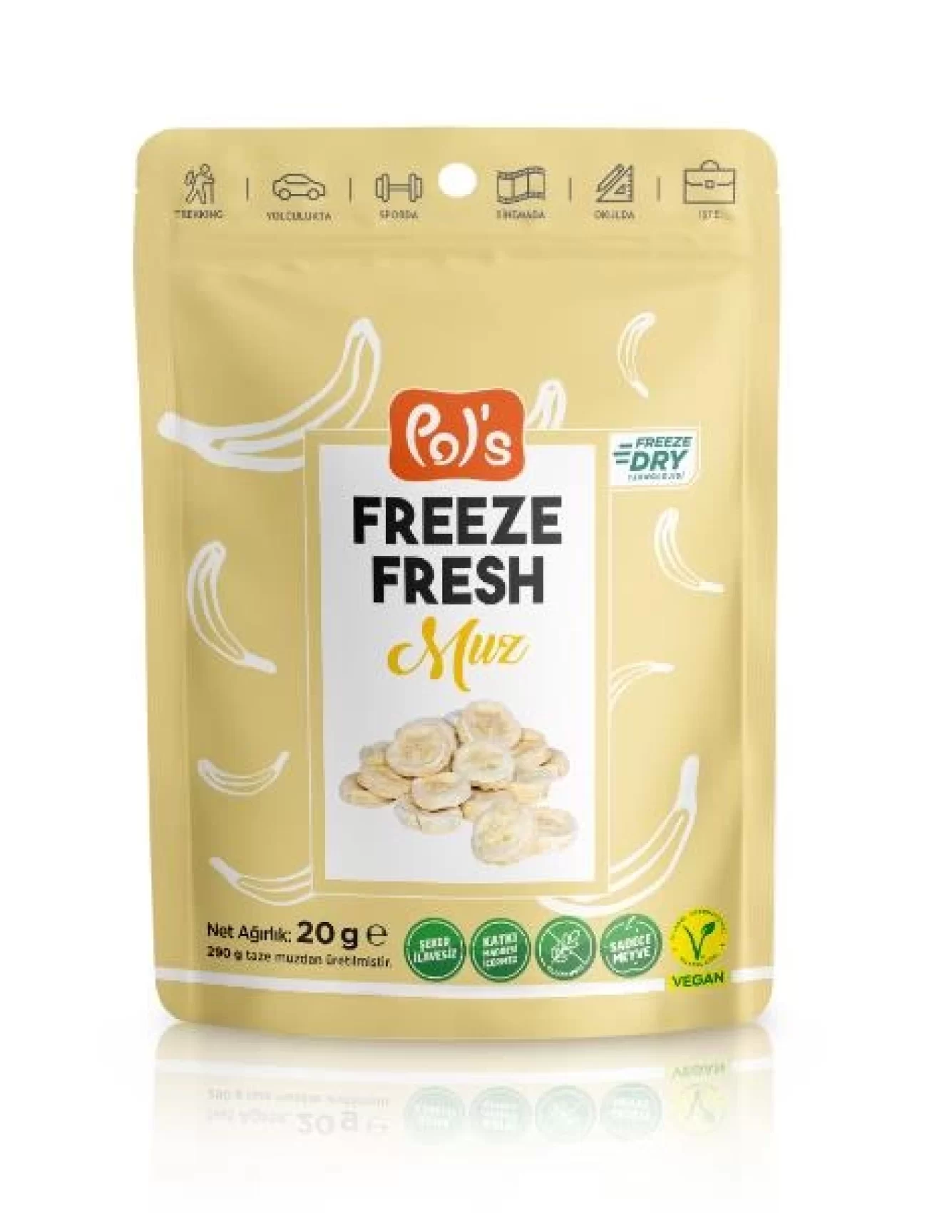 Pol’s Freeze Fresh Dondurularak Kurutulmuş Dilim Muz 20gr