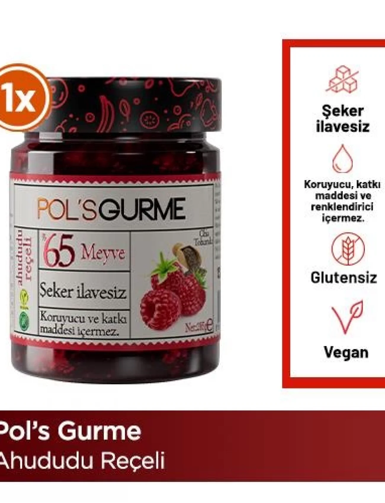 Pol’s Gurme Chia Tohumlu Şekersiz Ahududu Reçeli 285 Gr
