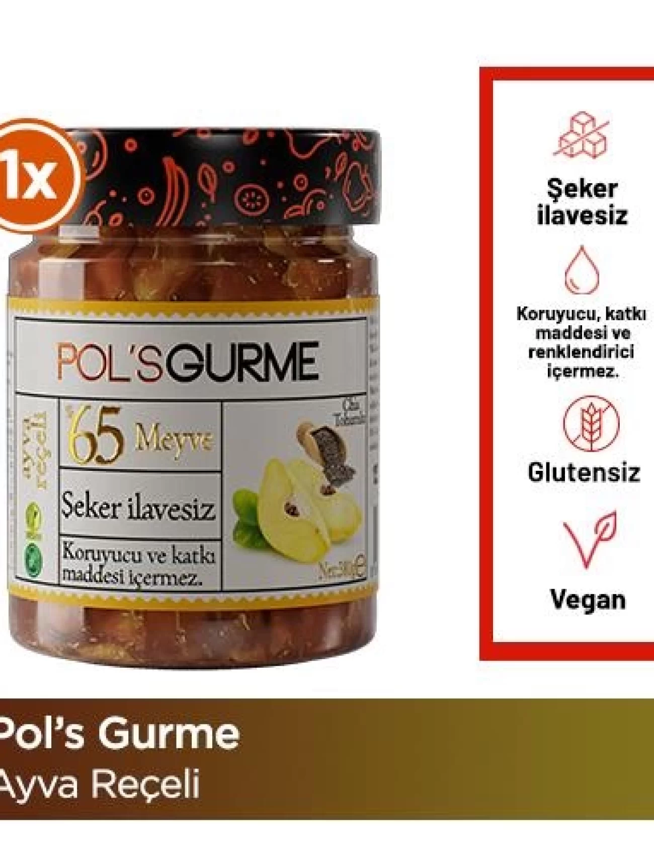 Pol’s Gurme Chia Tohumlu Şekersiz Ayva Reçeli 380 Gr