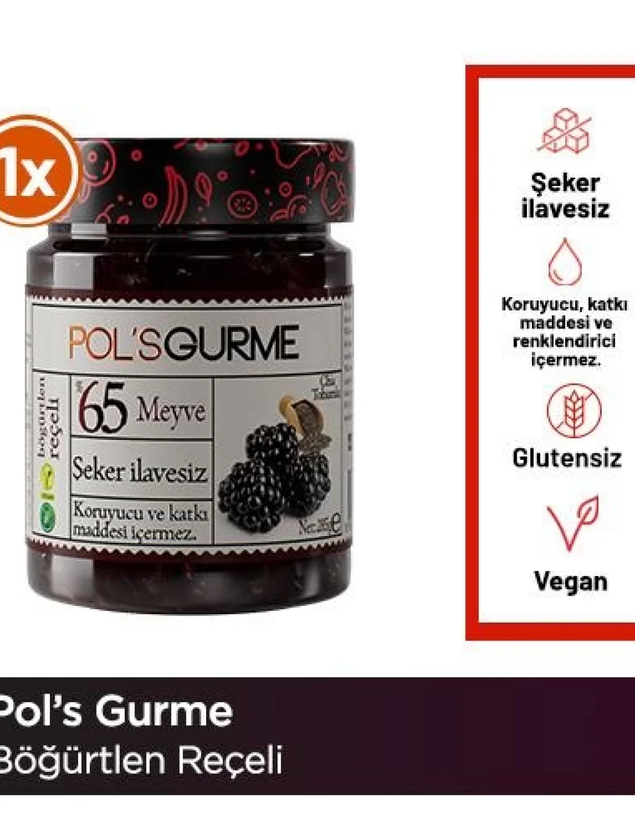 Pol’s Gurme Chia Tohumlu Şekersiz Böğürtlen Reçeli 285 Gr