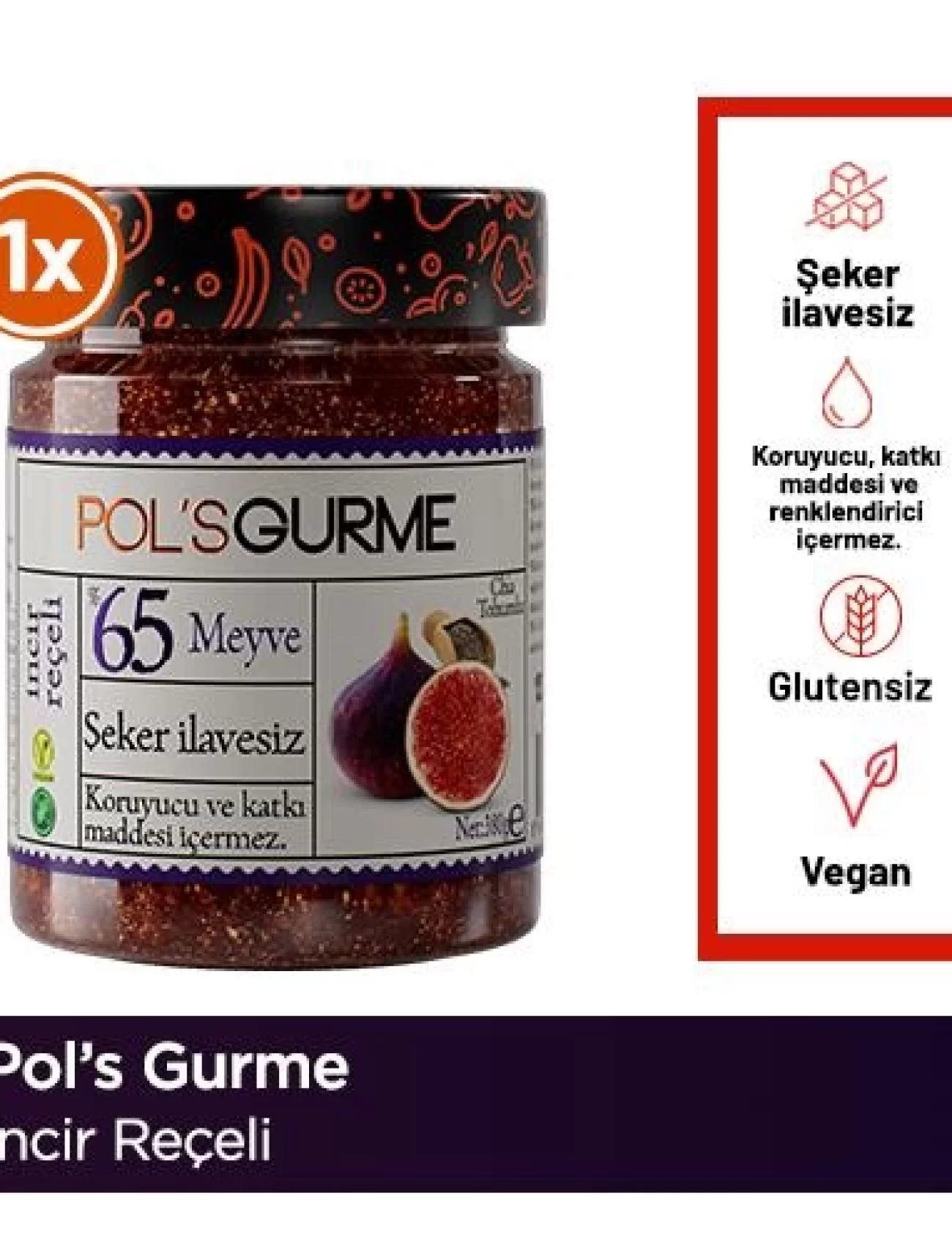 Pol’s Gurme Chia Tohumlu Şekersiz İncir Reçeli 380 Gr