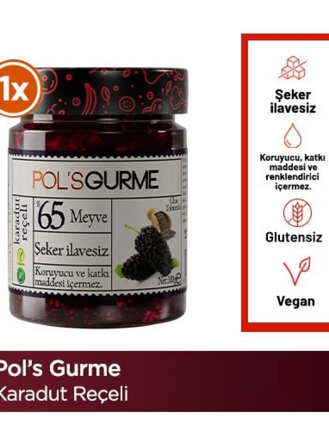 Pol’s Gurme Chia Tohumlu Şekersiz Karadut Reçeli 380 Gr