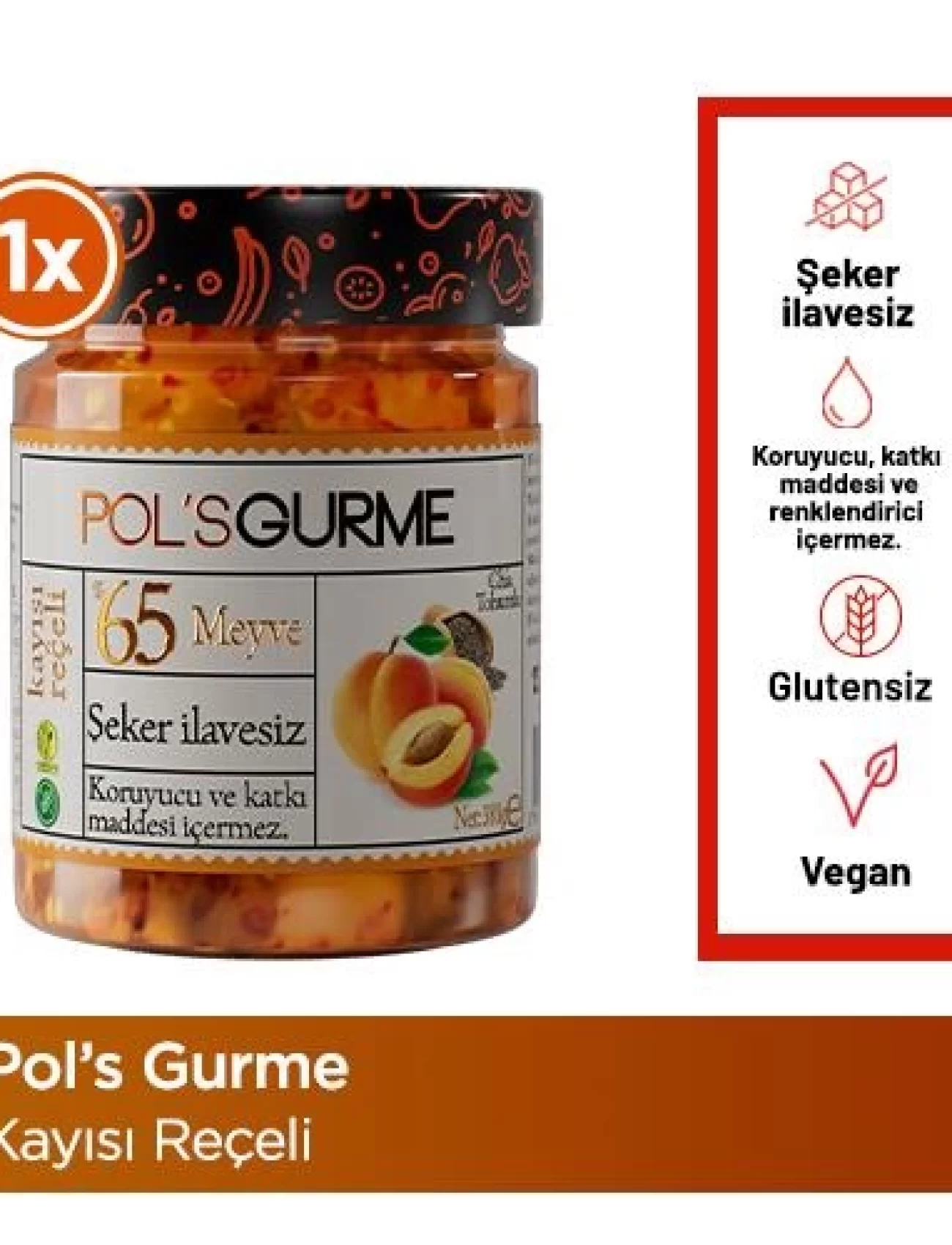Pol’s Gurme Chia Tohumlu Şekersiz Kayısı Reçeli 380 Gr