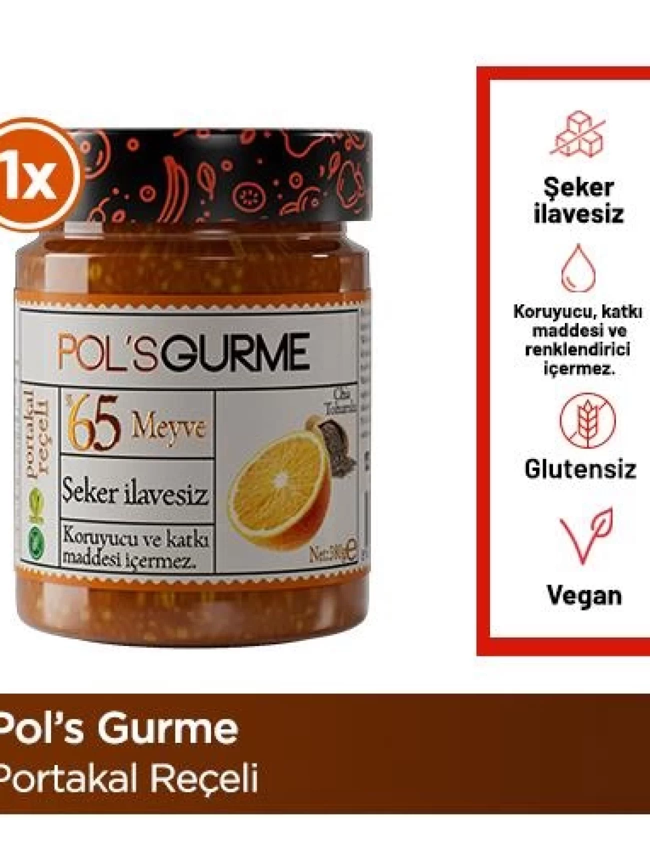 Pol’s Gurme Chia Tohumlu Şekersiz Portakal Reçeli 380 Gr