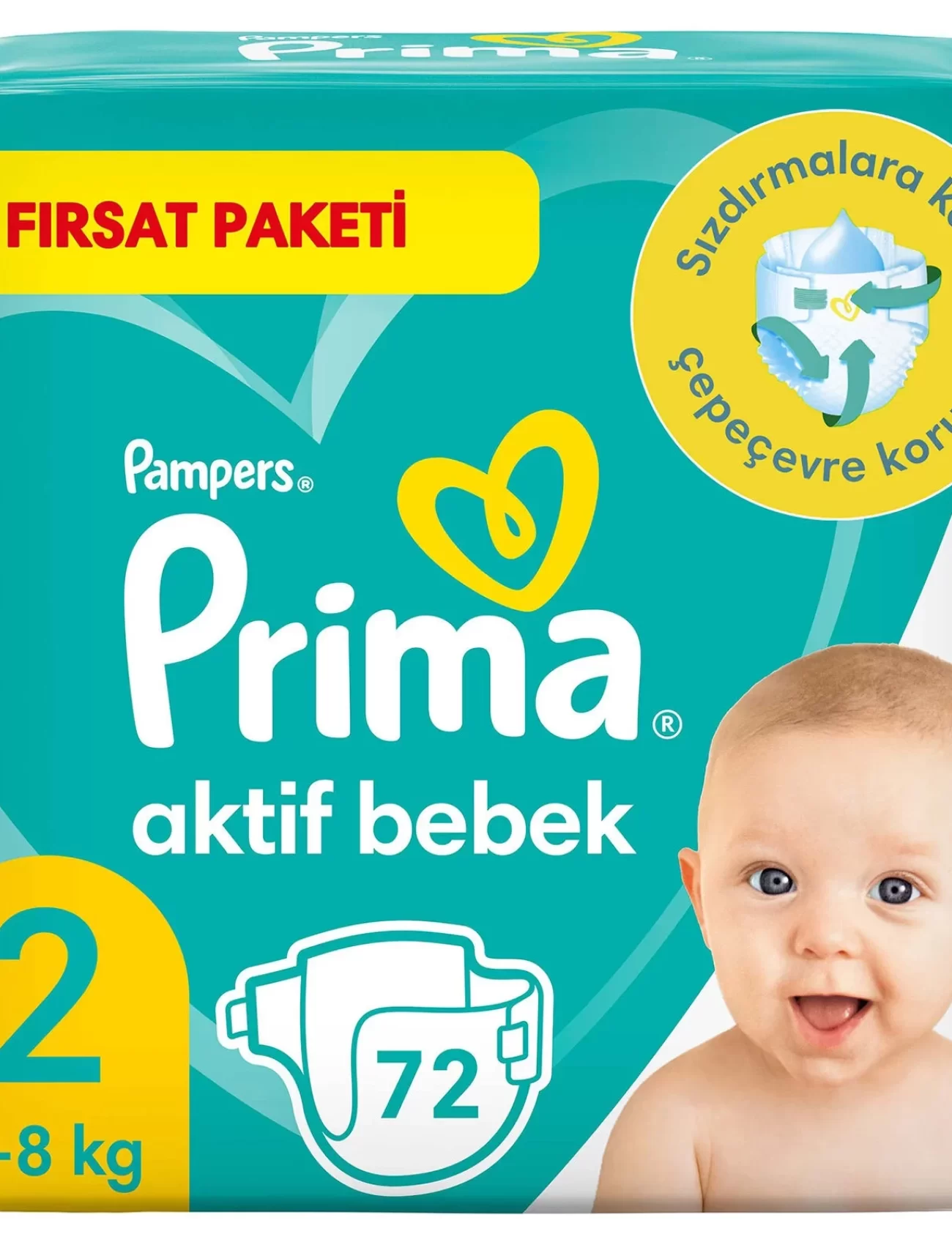 Prima Bebek Bezi Aktif Bebek Fırsat Paket 2 Beden 72 Adet