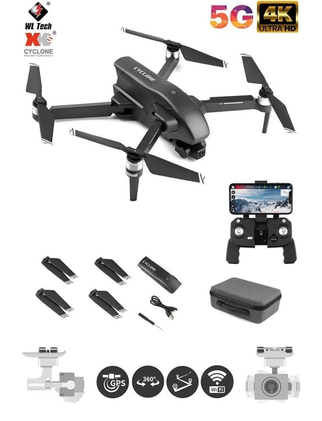 Q868 Wltoys Drone 3 Km Menzil 4K  Full HD -Gepettoys
