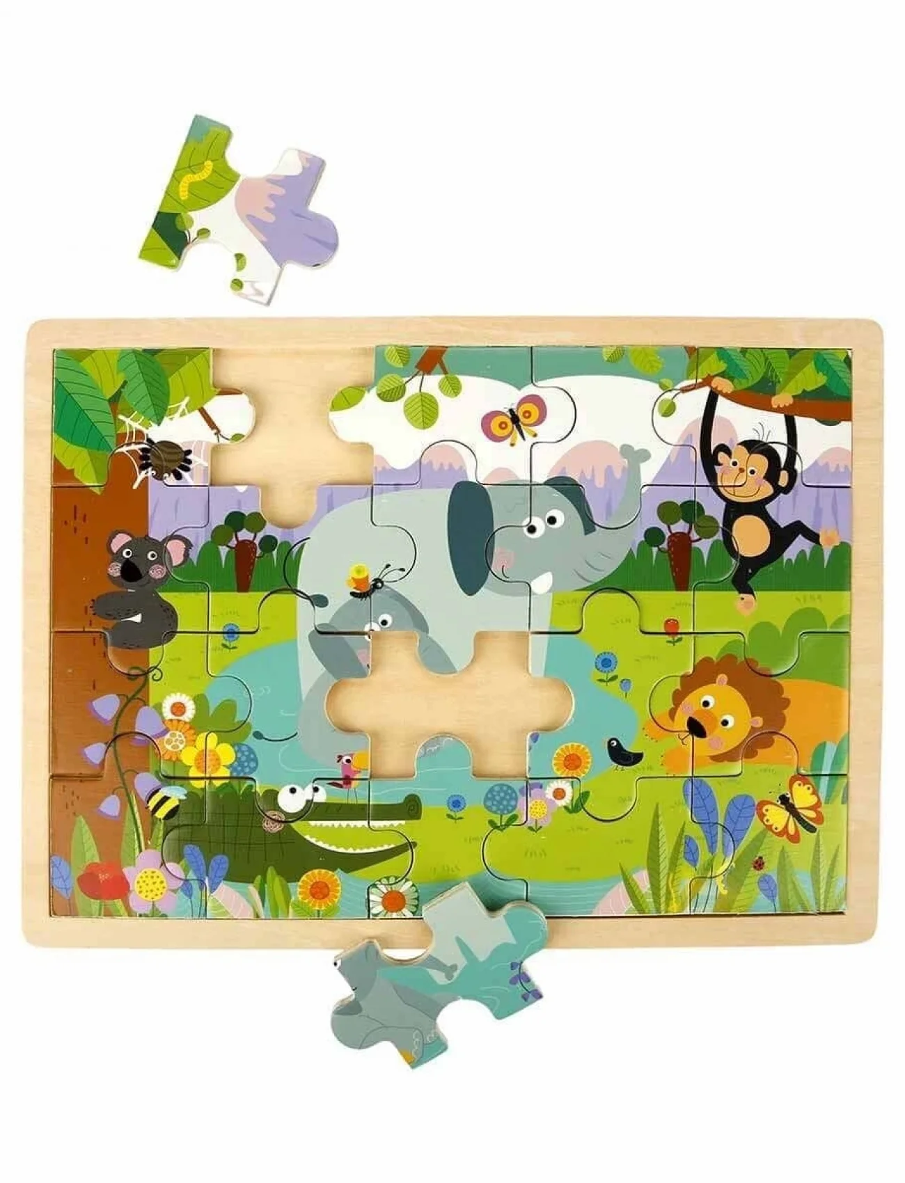 S01002909 WOODEN PUZZLE VEHICLES ANMALS 5 PCS 2 AST