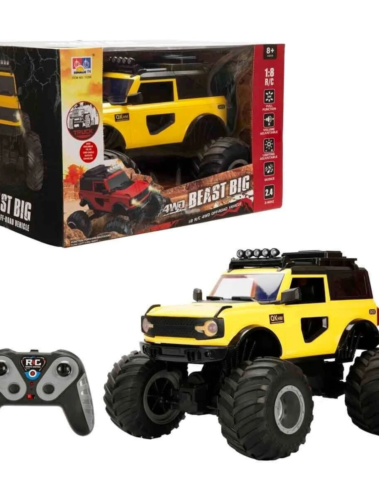 S01005090 -SUN-RST-R/C ARABA1/8 PFF-ROAD F/F SES/IŞIK 3.7V.USB 2.4GHZ.2R.