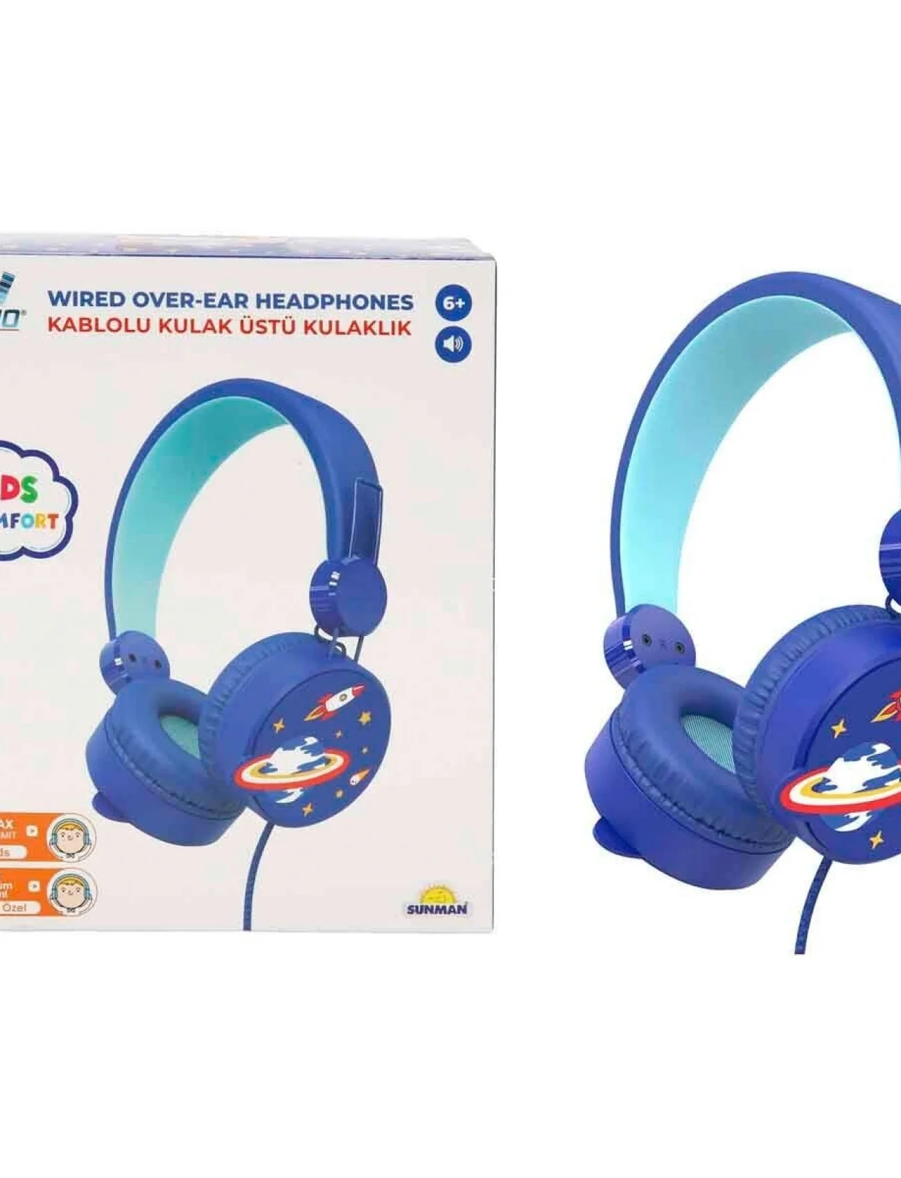 S02002604 -SUN-GLE-ECH-KULAKLIK MİKROFONLU KABLOLU UZAY RESİMLİ MV.