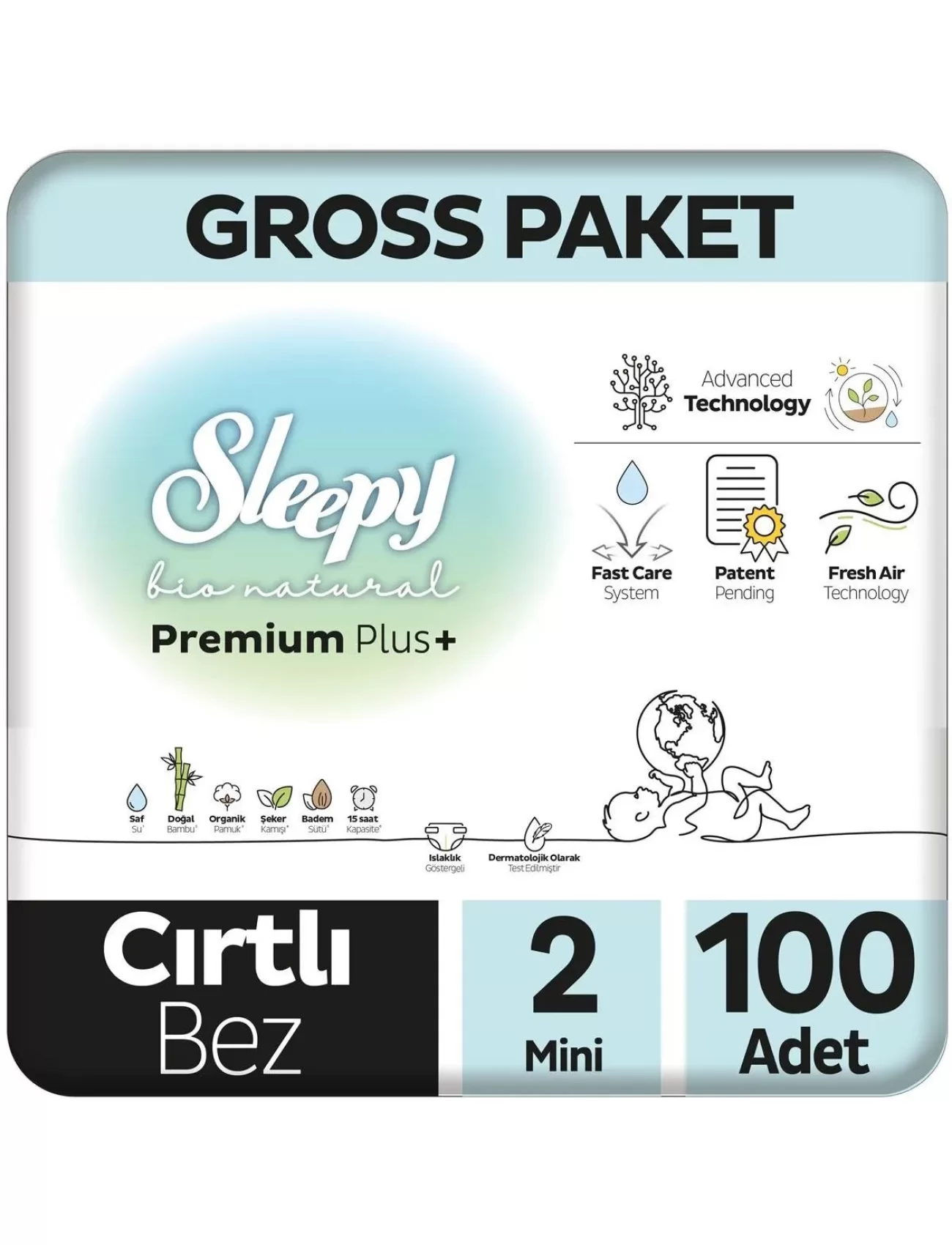 Sleepy Bio Natural Bebek Bezi Gross Paket 2 Beden 3-6 Kg 100 Adet