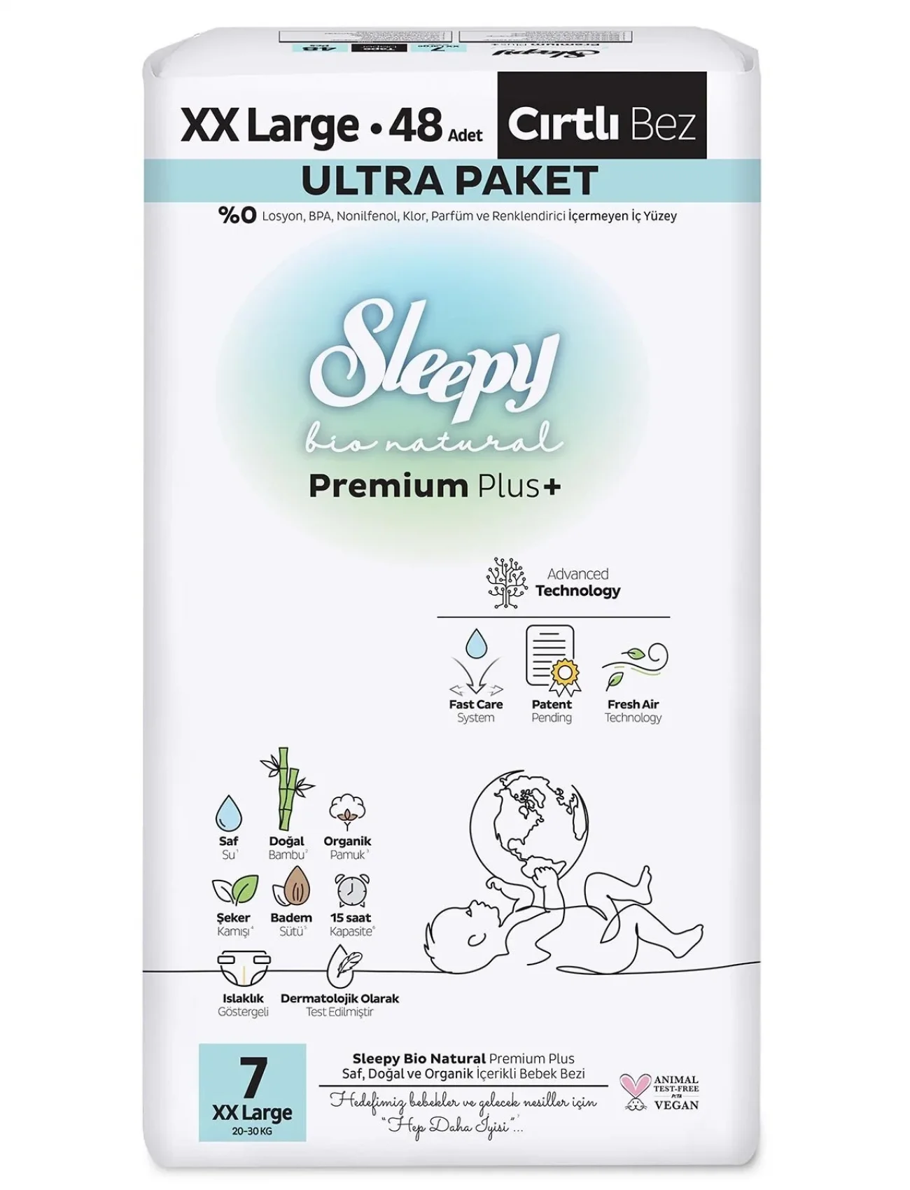 Sleepy Bio Natural Bebek Bezi Ultra Paket 7 Beden 48 Adet
