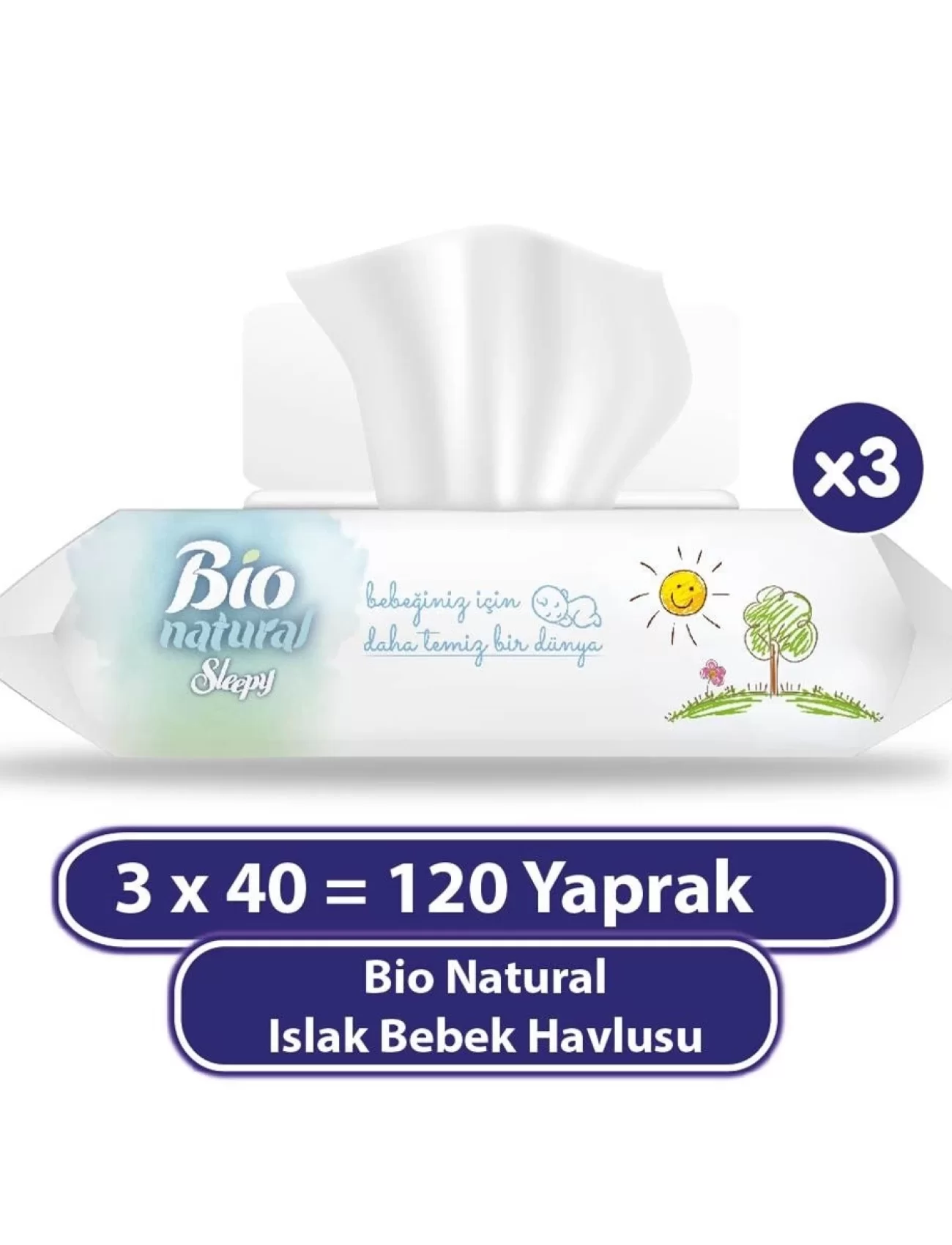 Sleepy Bio Natural Islak Havlu Mendil 3x40 120 Yaprak