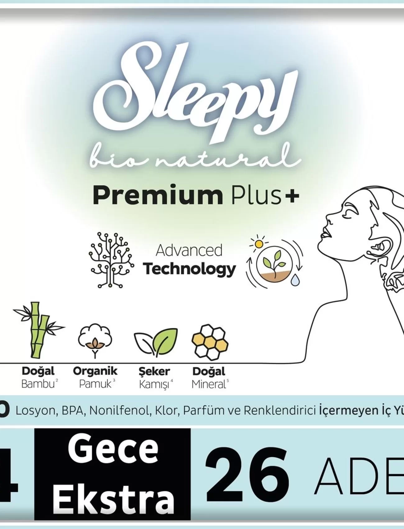 Sleepy Bio Natural Premium Plus Mega Ekstra Gece Ped 26 Adet