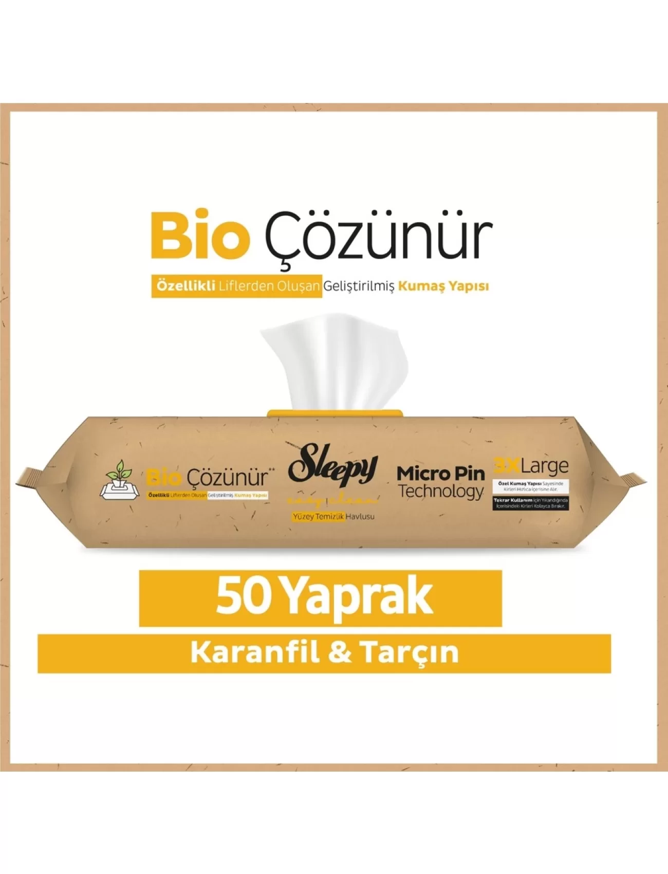 Sleepy Bio Yüzey Temizlik Havlusu 50 Adet Karanfil Tarçın