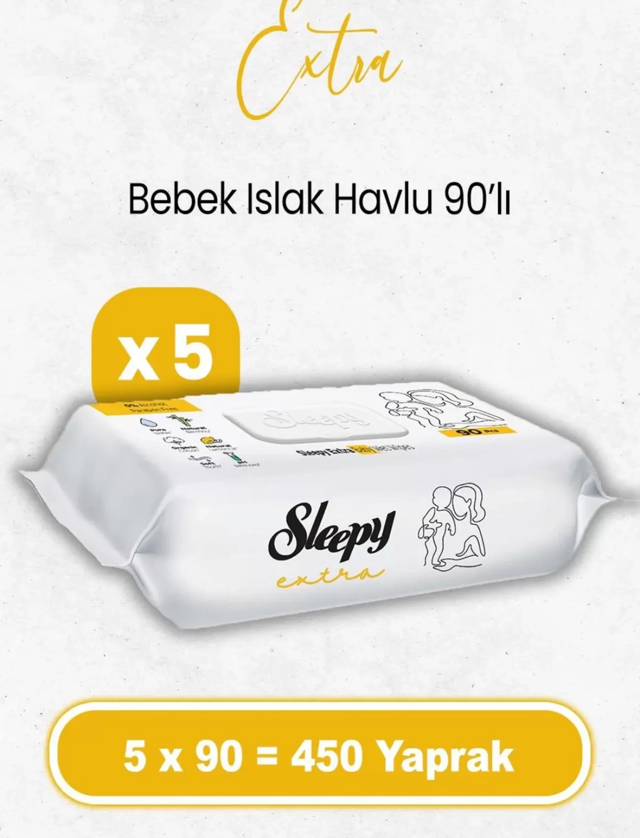 Sleepy Ekstra Islak Havlu Mendil 5x90 450 Yaprak