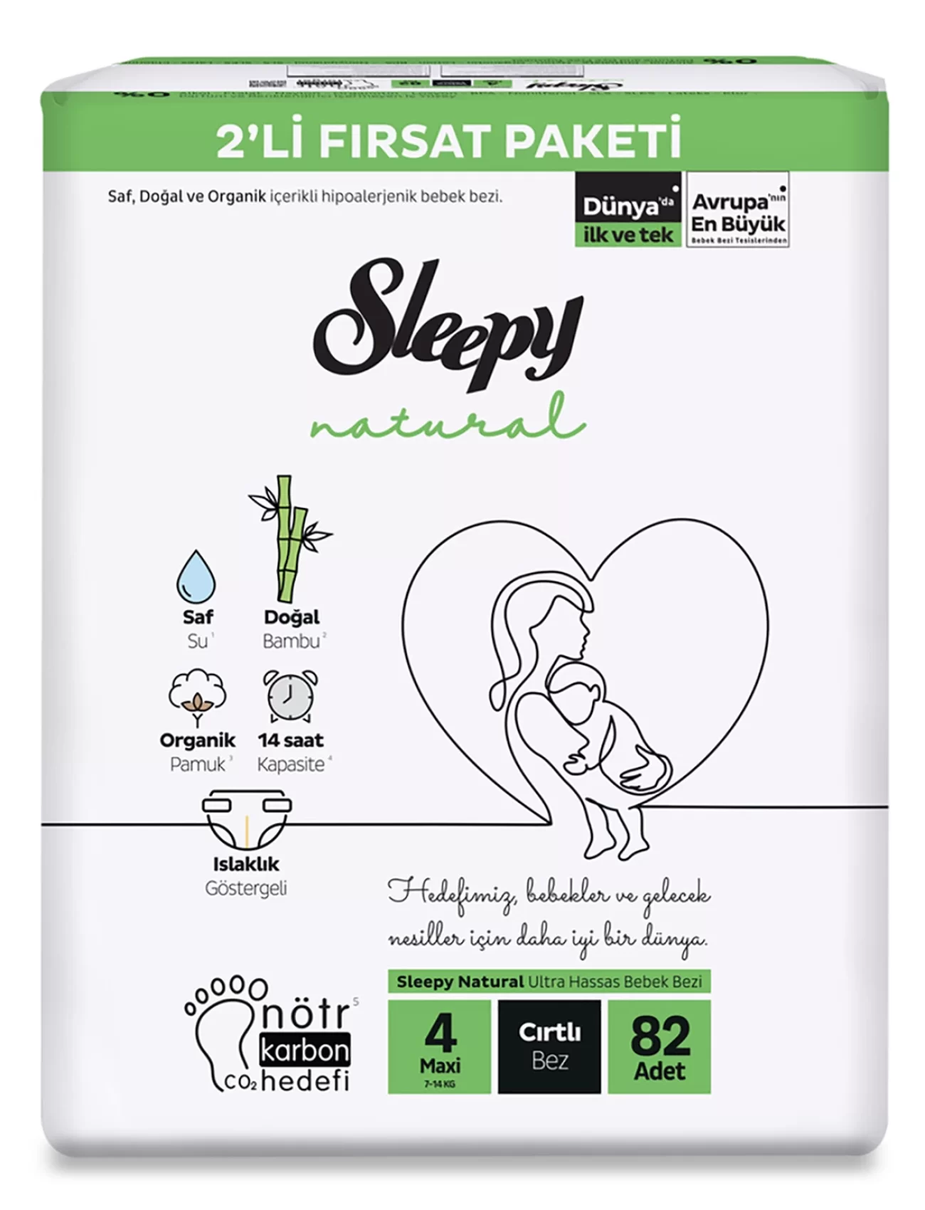 Sleepy Natural Bebek Bezi 2Li Fırsat Paketi 4 Beden 82 Adet