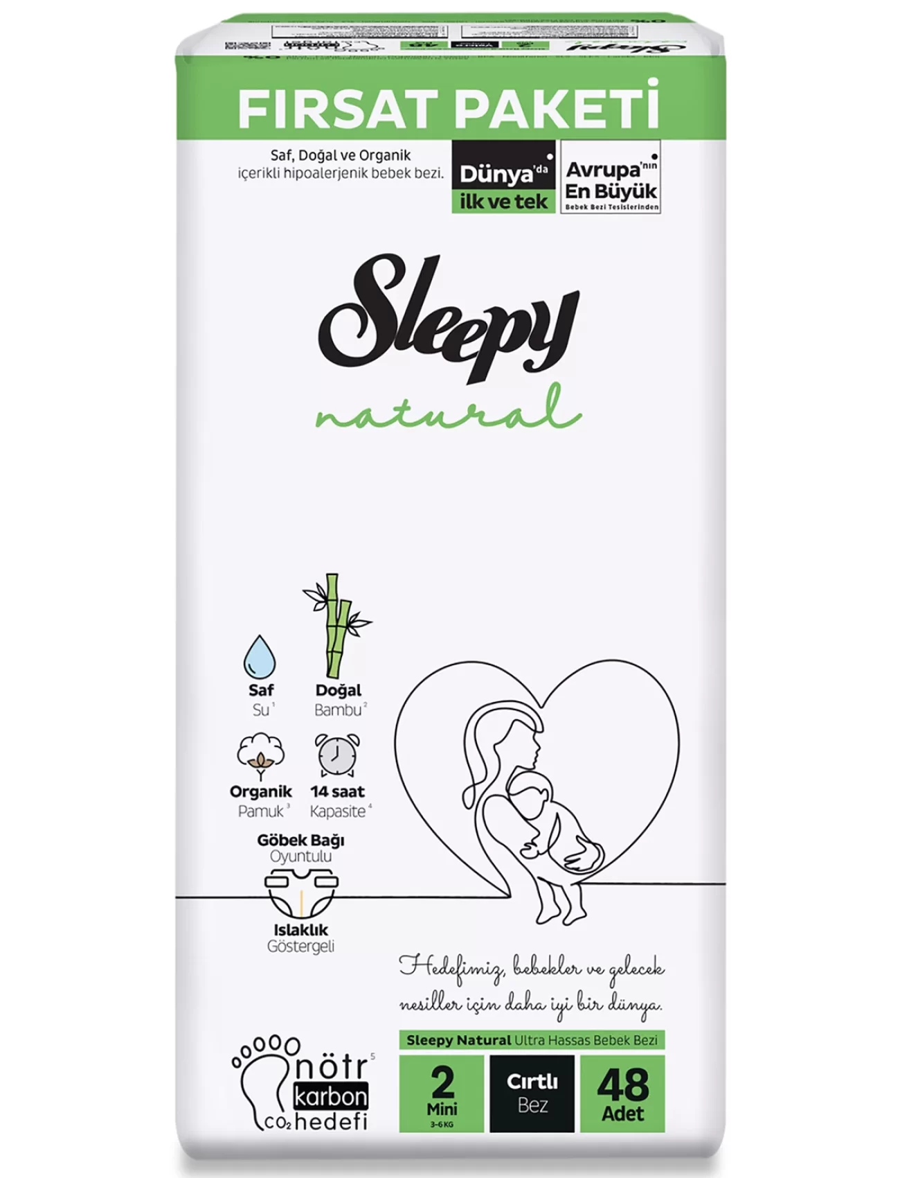 Sleepy Natural Bebek Bezi Fırsat Paketi 2 Beden 48 Adet