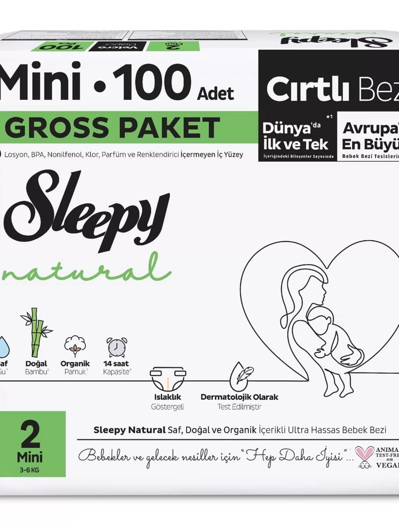 Sleepy Natural Bebek Bezi Gross Paket 2 Beden 3-6 Kg 100 Adet