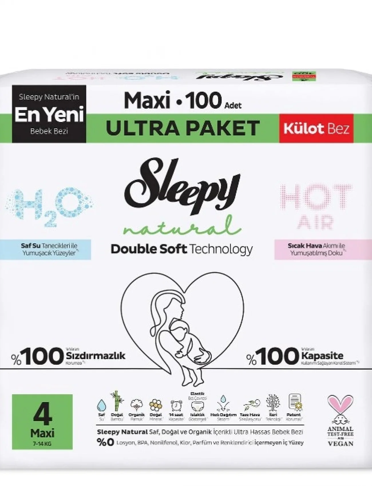 Sleepy Natural Double Soft Külot Bez Ultra Paket 4 Beden 100 Adet
