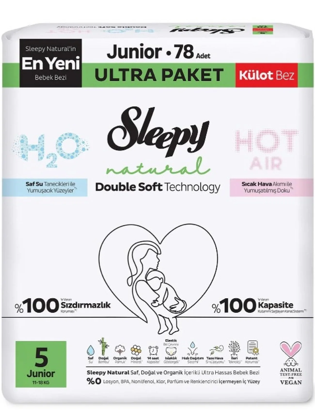 Sleepy Natural Double Soft Külot Bez Ultra Paket 5 Beden 78 Adet