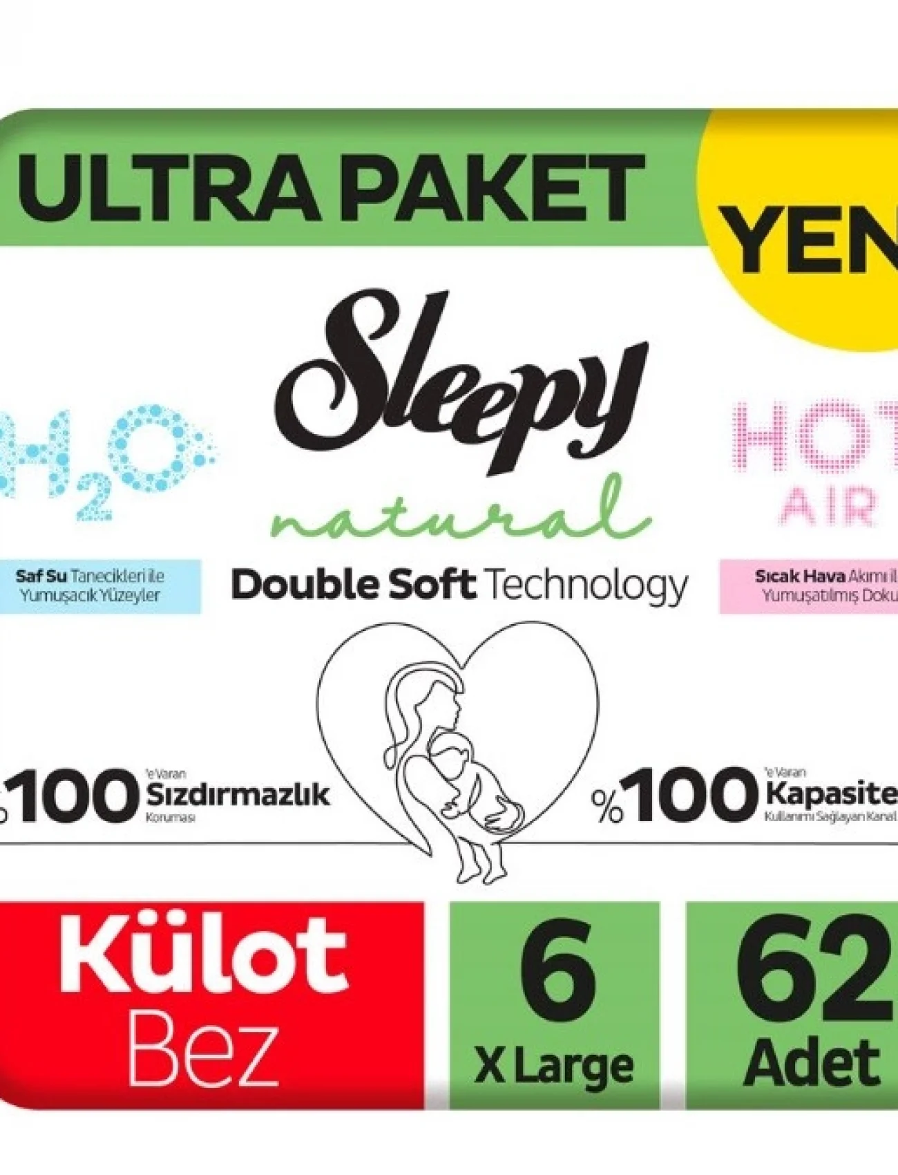 Sleepy Natural Double Soft Külot Bez Ultra Paket 6 Beden 62 Adet