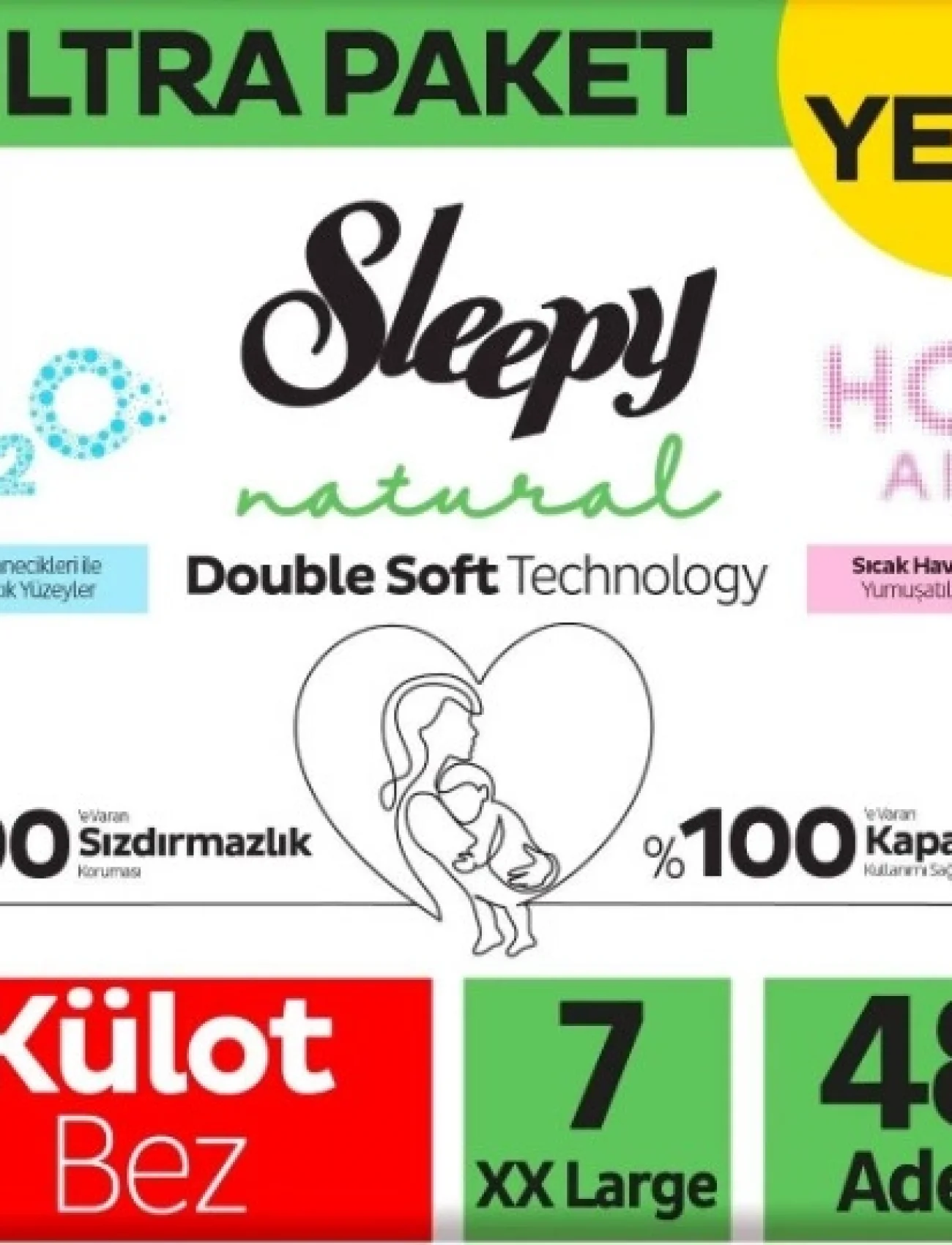 Sleepy Natural Double Soft Külot Bez Ultra Paket 7 Beden 48 Adet