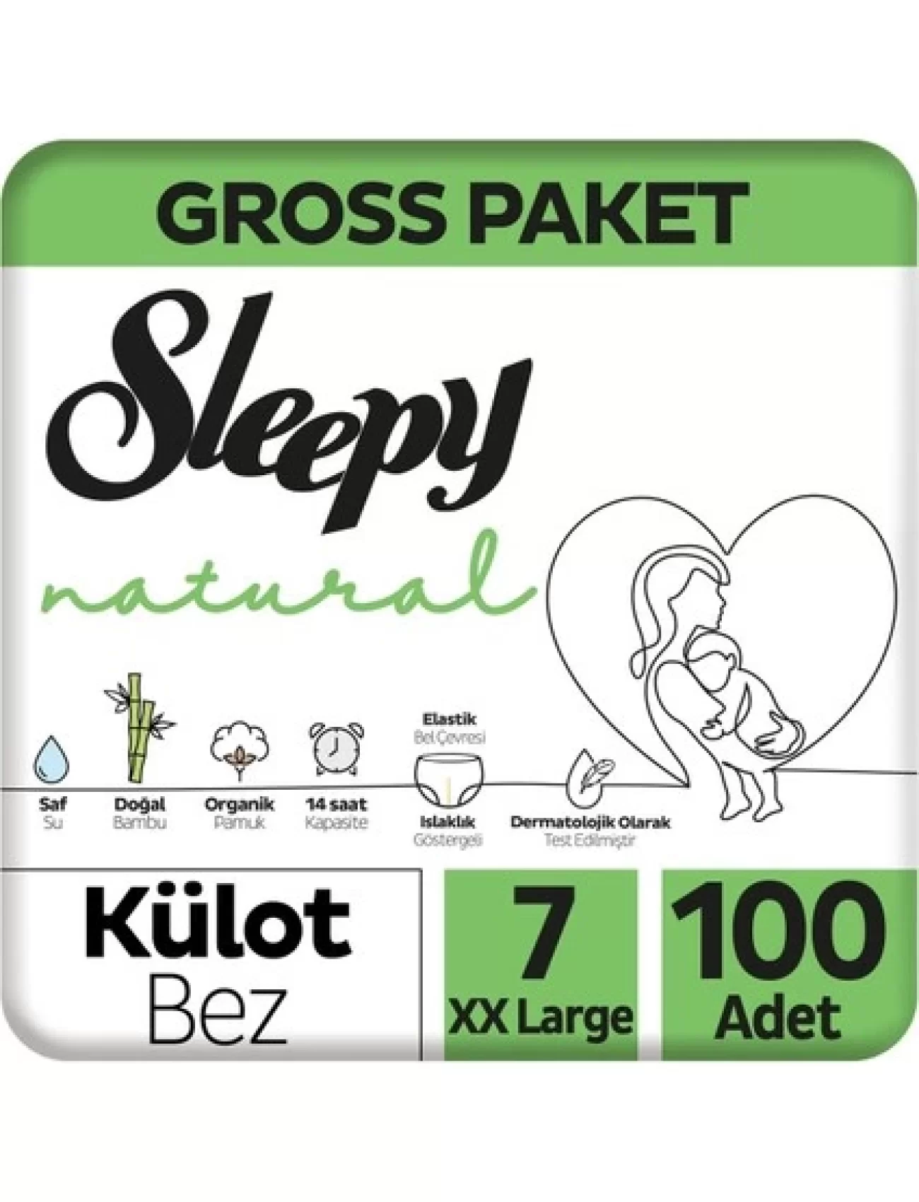 Sleepy Natural Külot Bez Gross Paket 7 Beden 100 Adet