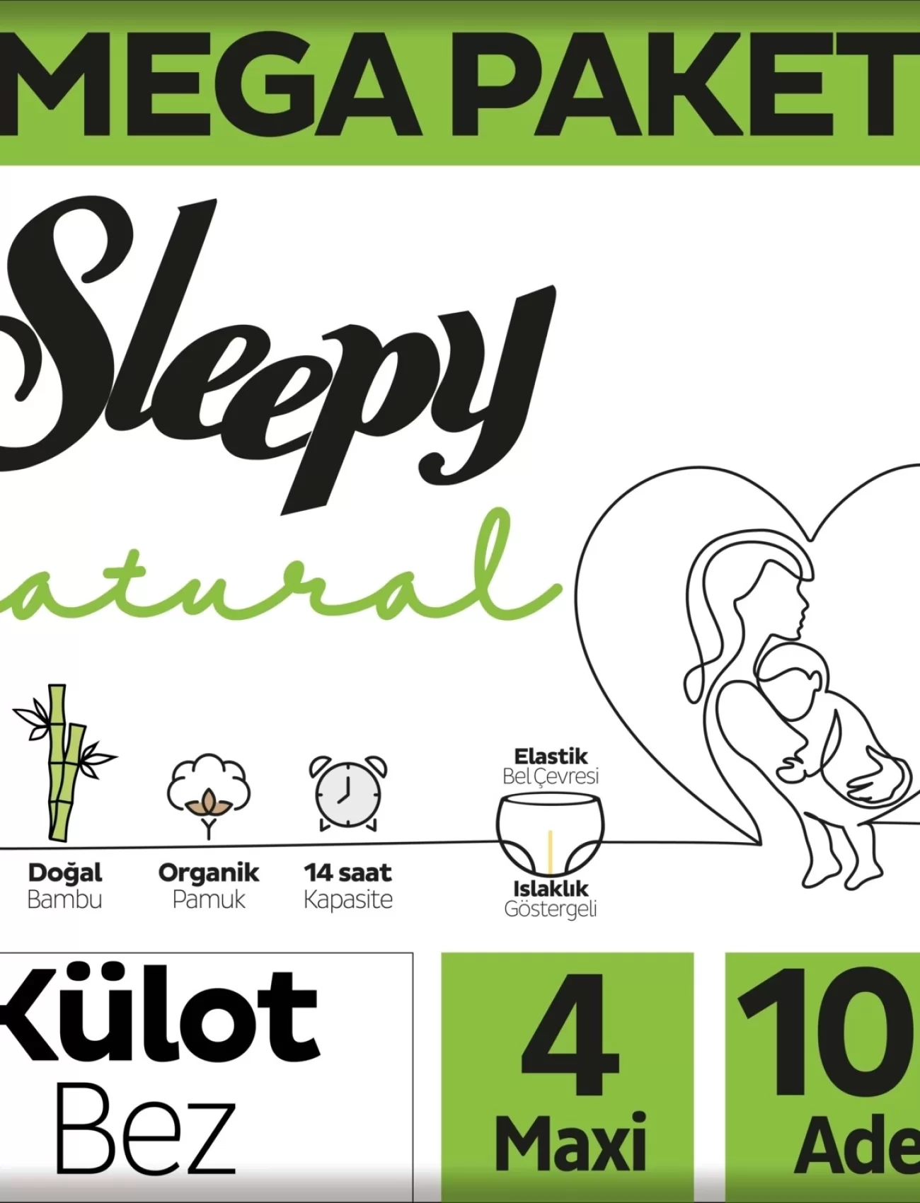 Sleepy Natural Külot Bez Mega Paket 4 Beden 7-14 Kg 100 Adet