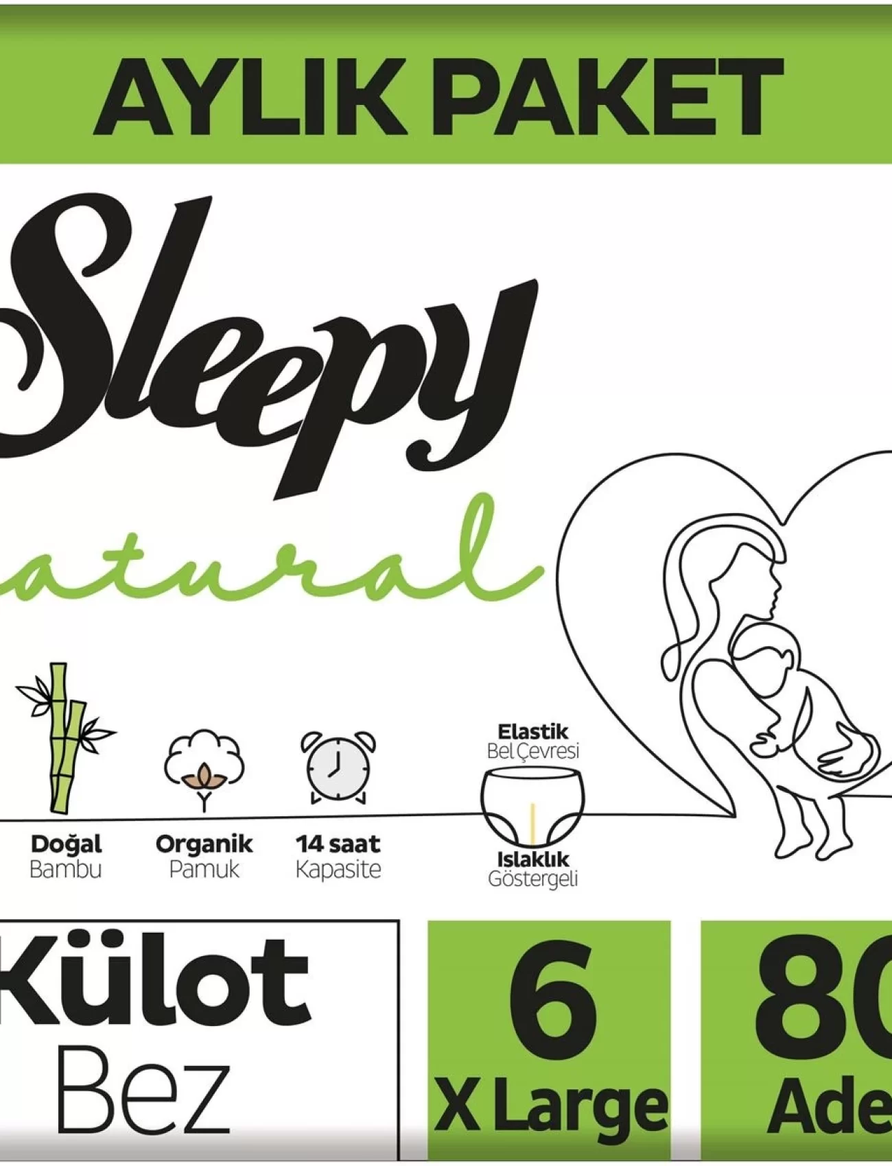 Sleepy Natural Külot Bez Mega Paket 6 Beden 15-25 Kg 80 Adet