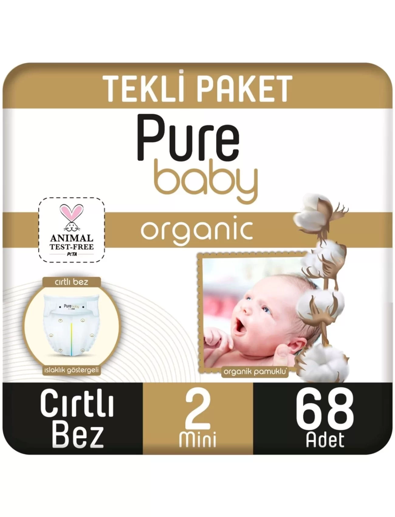 Sleepy Pure Baby Organik Bebek Bezi 2li Jumbo 2 Beden 3-6 Kg 68 Adet