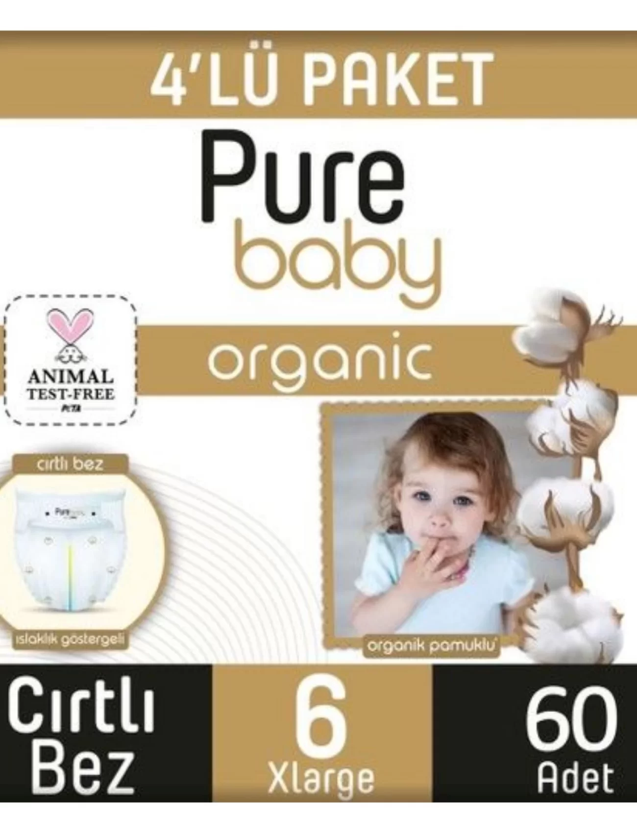 Sleepy Pure Baby Organik Bebek Bezi 4lü Jumbo 6 Beden 15-27 Kg 60 Adet