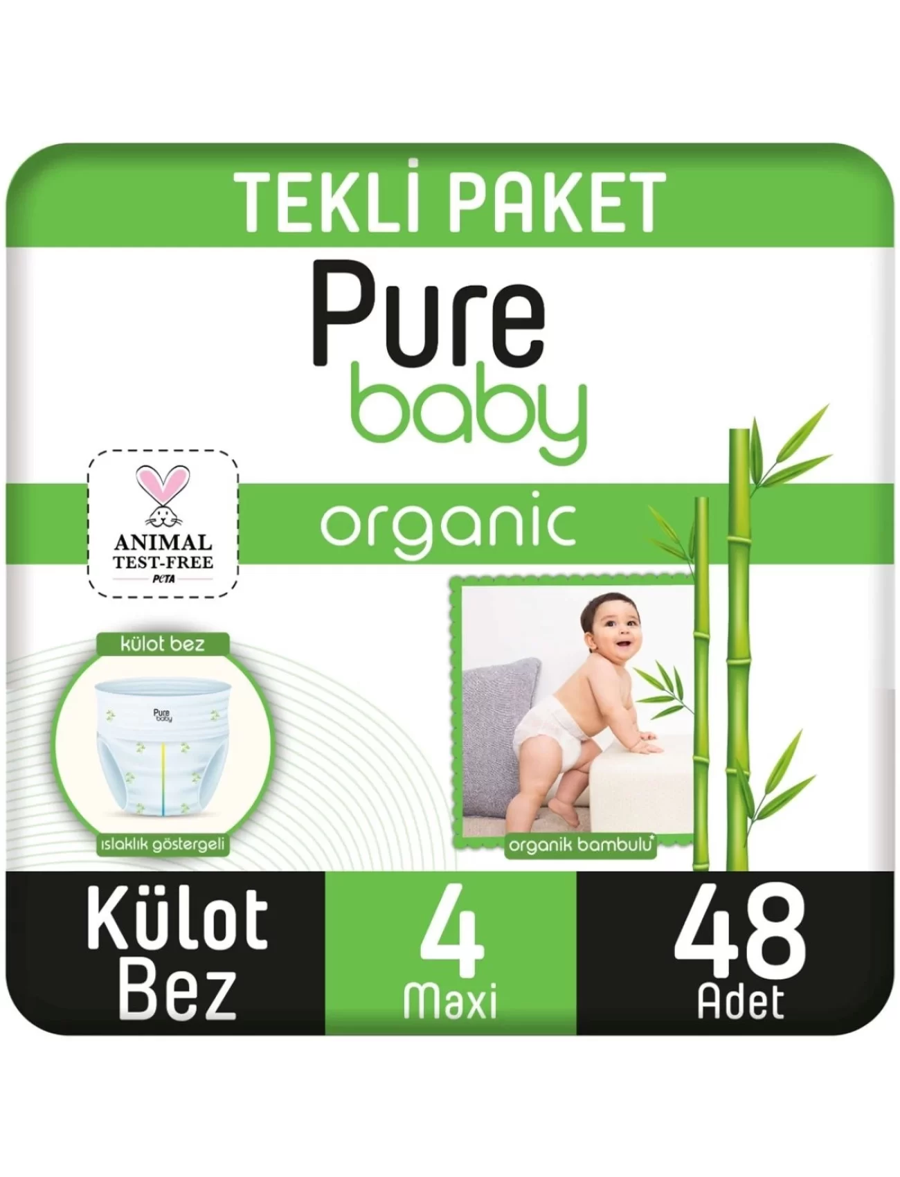 Sleepy Pure Baby Organik Külot Bez 2Li Jumbo 4 Beden 7-16 Kg 48 Adet