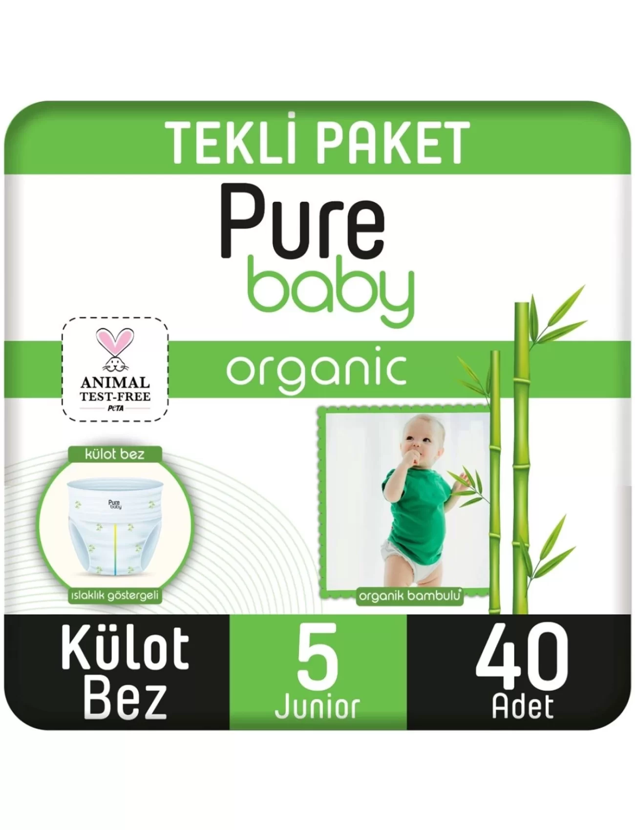 Sleepy Pure Baby Organik Külot Bez 2li Jumbo 5 Beden 11-20 Kg 40 Adet