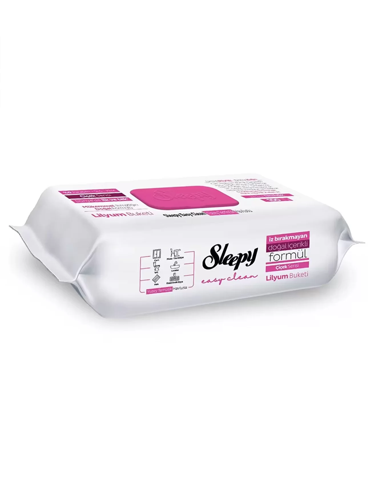 Sleepy Yüzey Temizlik Havlusu 100 Adet Lilyum Pembe
