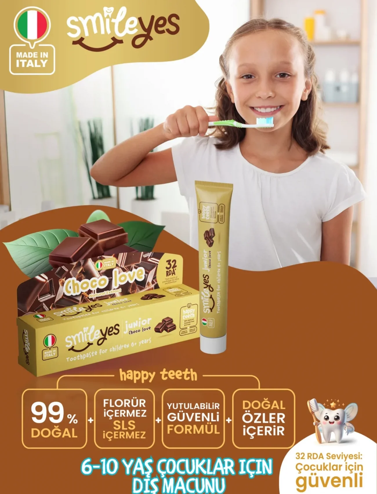 Smileyes Junior Diş Macunu 6+ Yaş 50 Ml Choco Love