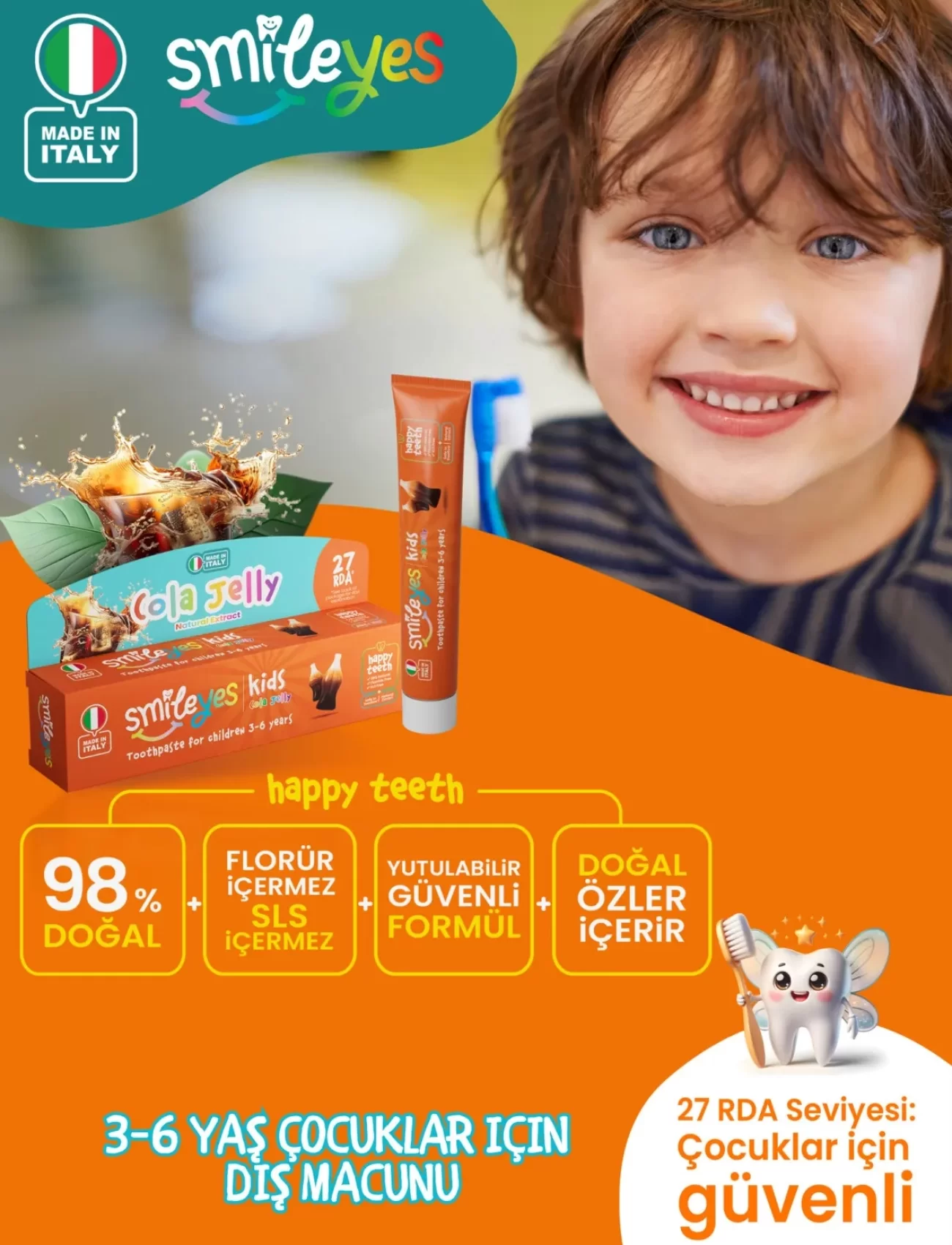 Smileyes Kids Diş Macunu 3-6 Yaş 50 Ml Cola Jelly