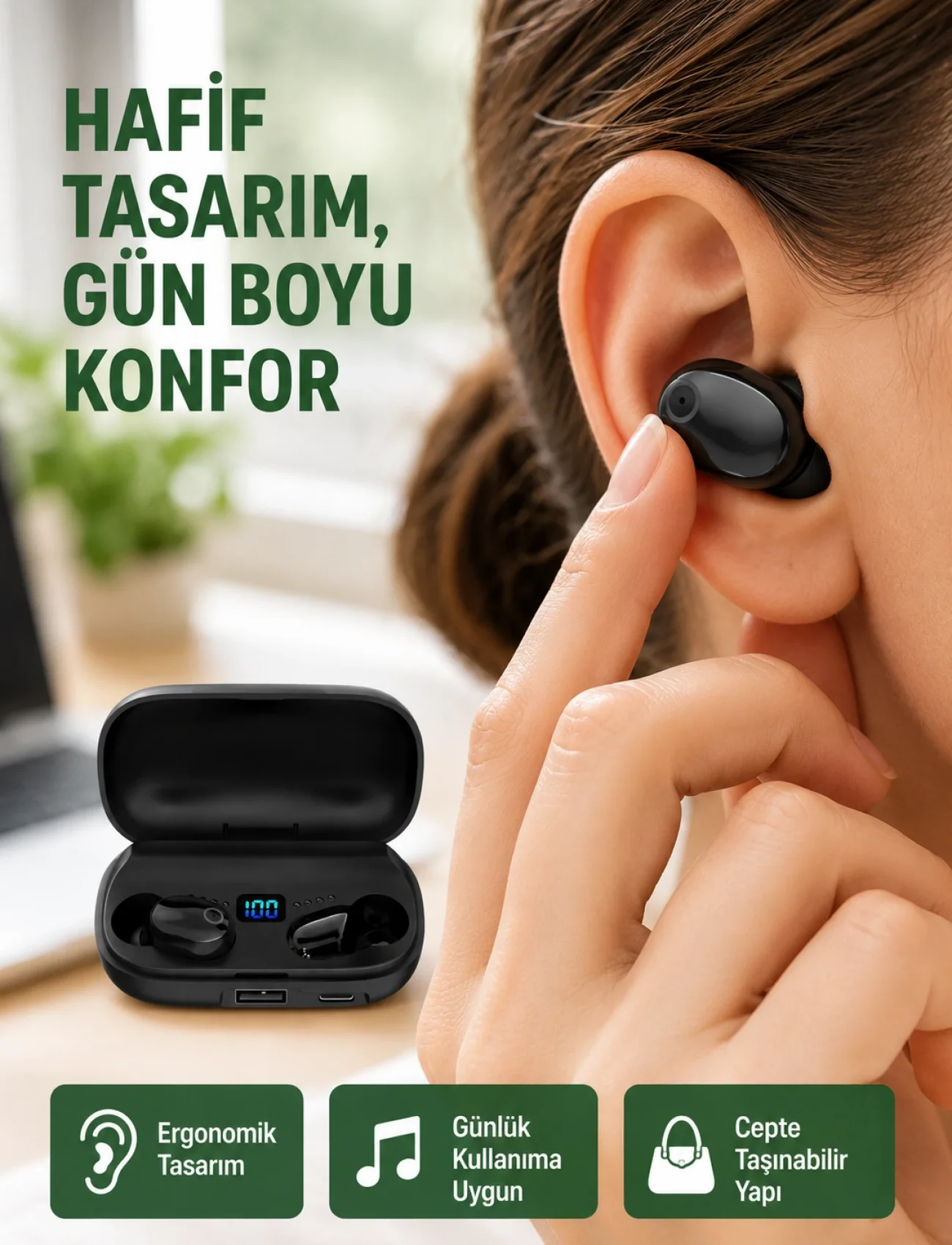Telefon Şarj Destekli 1800 mAh A10s TWS Kablosuz Kulak İçi Kulaklık Yeni Nesil
