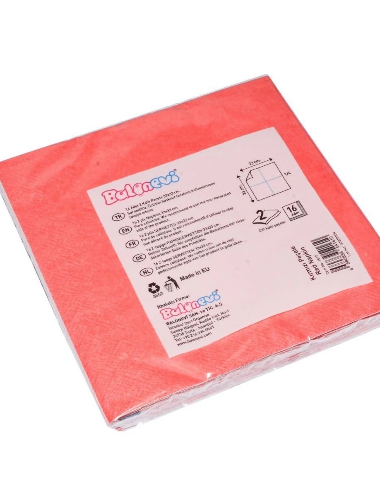 TPL1610 Kırmızı, 16 adet Peçete, 33x33 cm