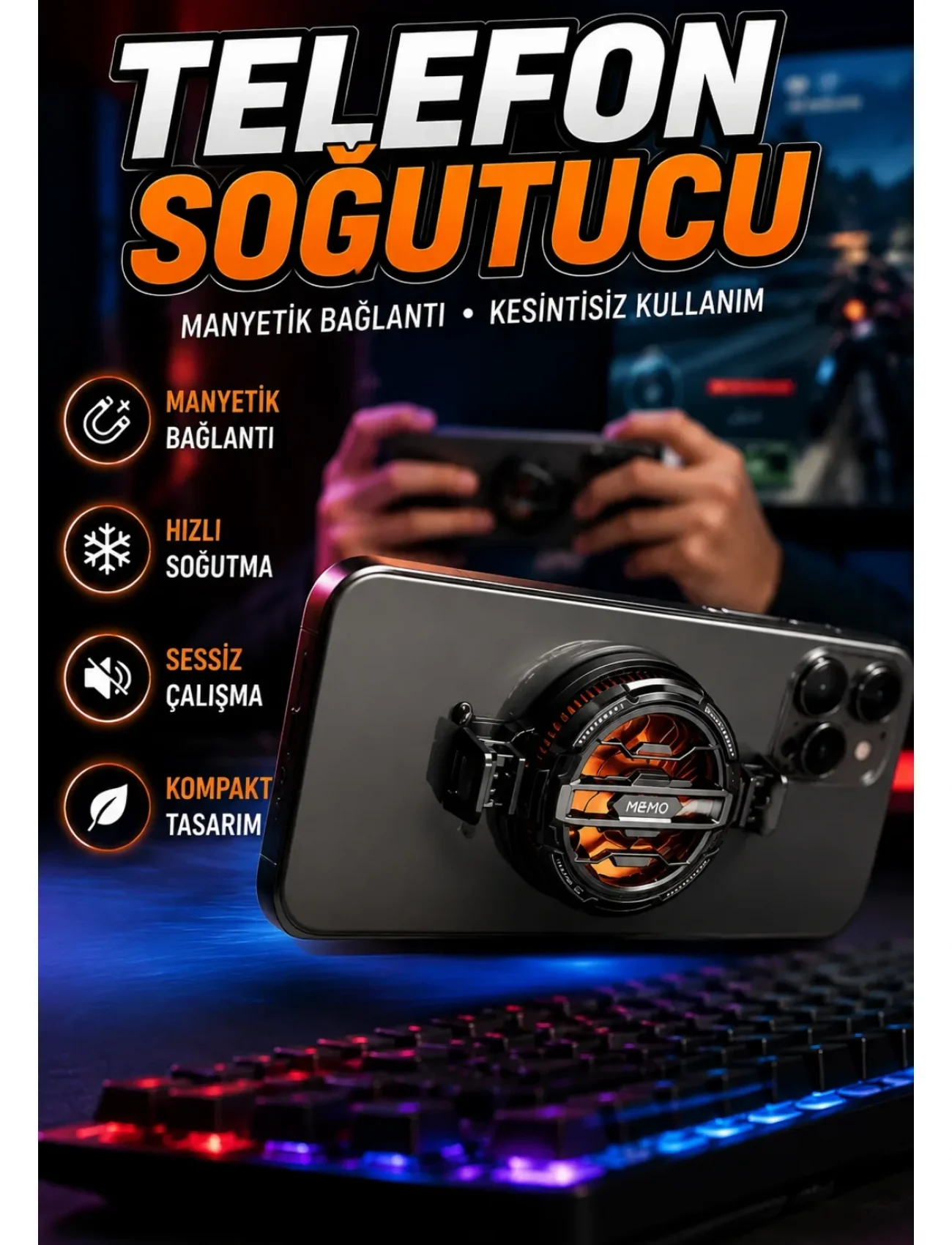 Tüm Telefonlarla Uyumlu Kompakt Soğutucu Yüksek Performanslı Hızlı Soğutma Yeni Nesil