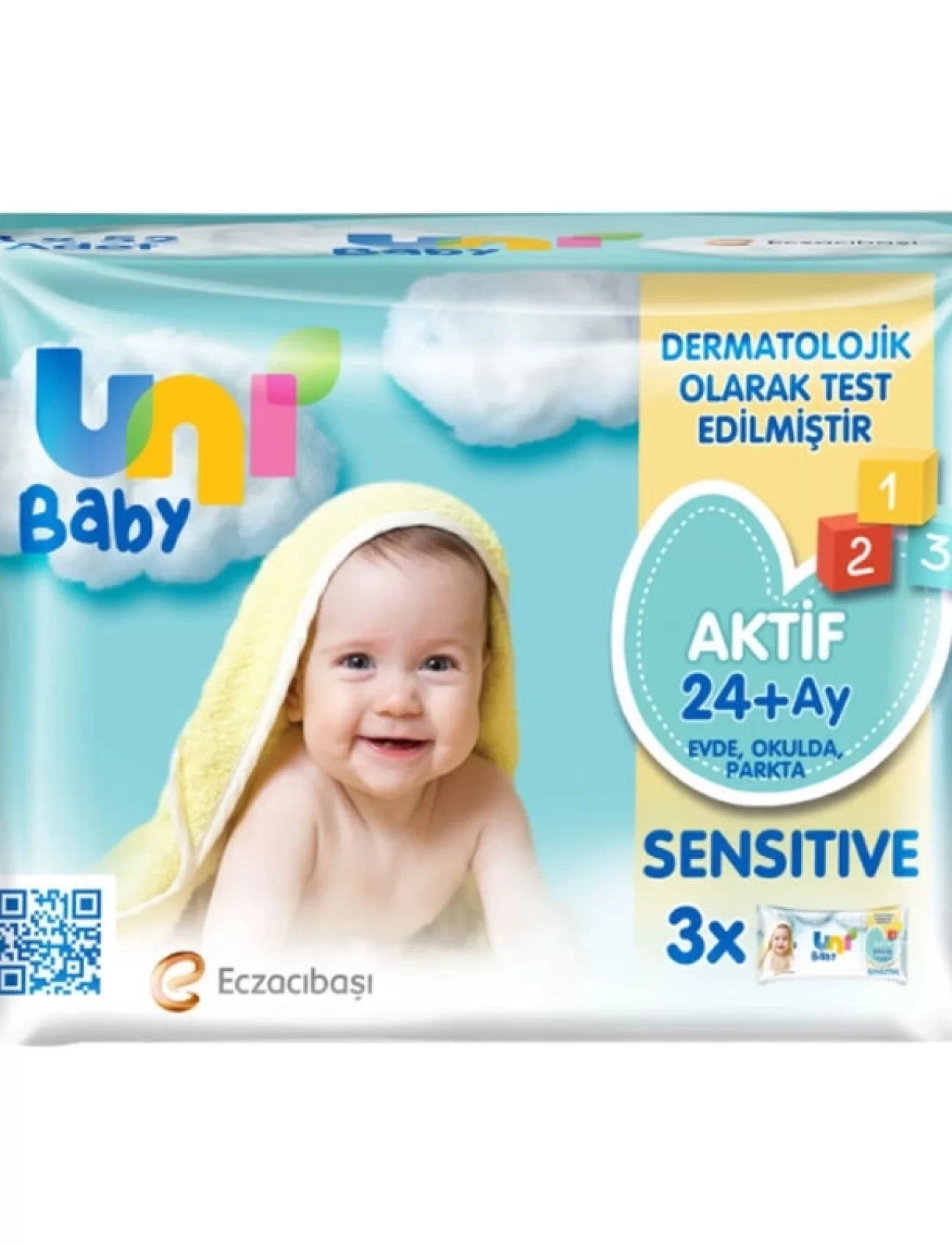 Uni Baby Aktif Sensitive Islak Havlu Mendil 3lü 156 Yaprak