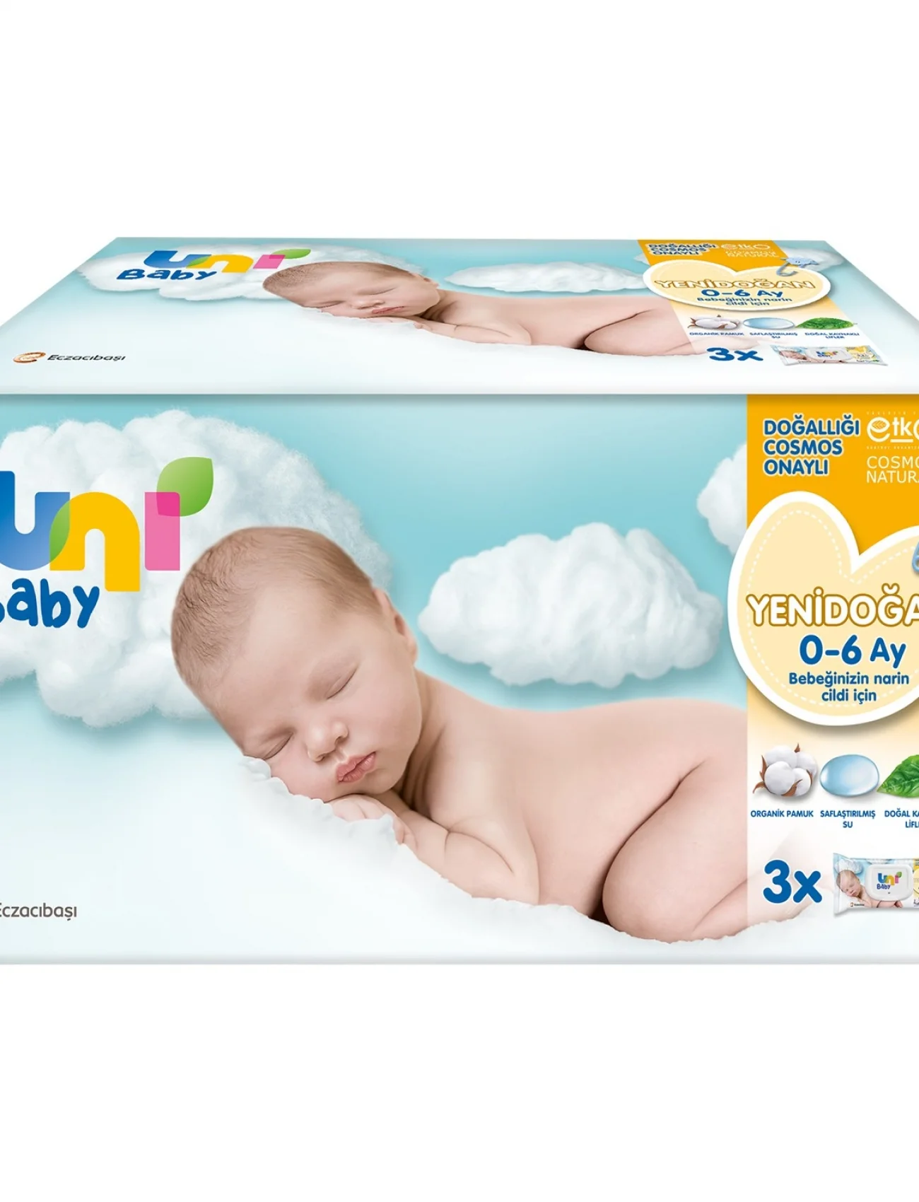 Uni Baby Yenidoğan Islak Havlu Mendil 3lü 120 Yaprak