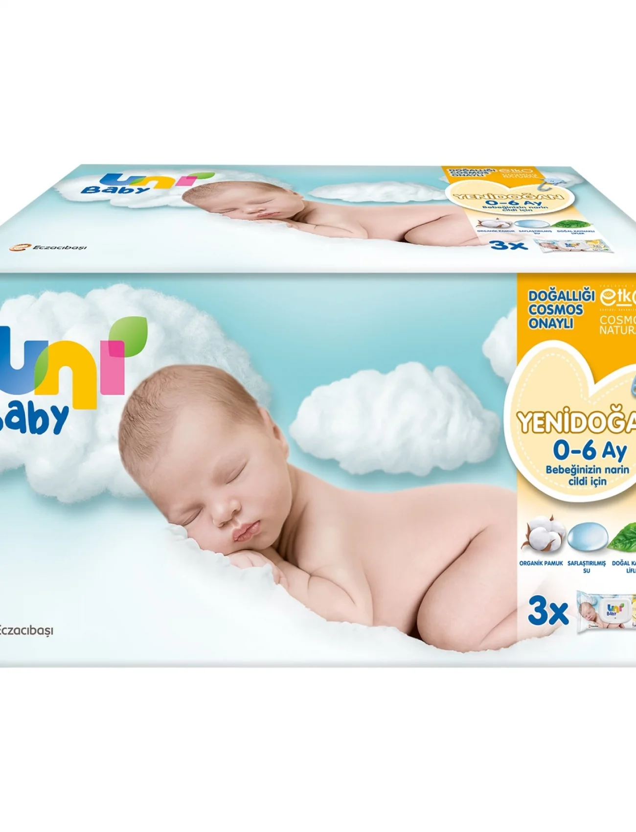 Uni Baby Yenidoğan Islak Havlu Mendil 3lü 120 Yaprak