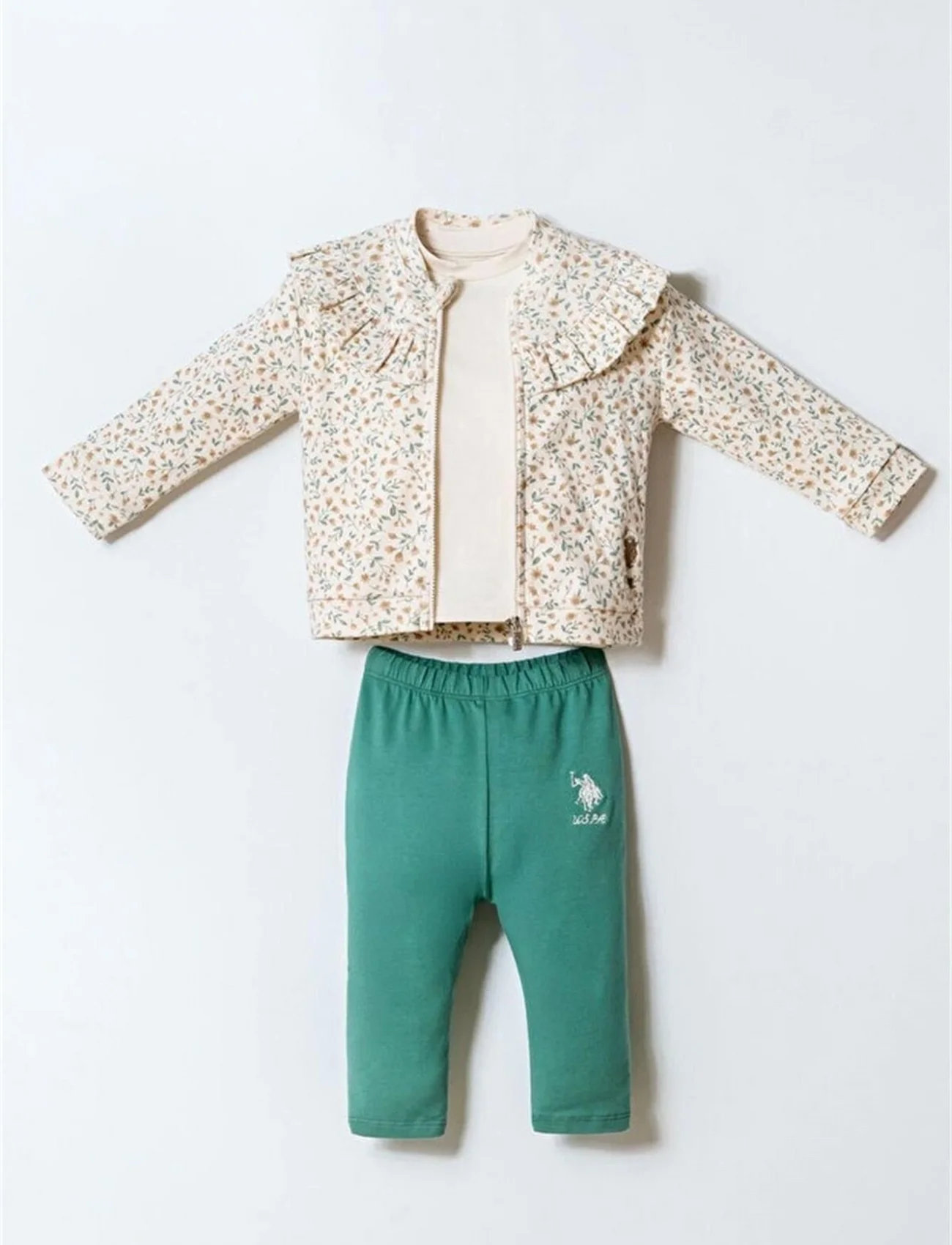 U.s. Polo 3lü Takım Usb2981 Ekru Yeşil