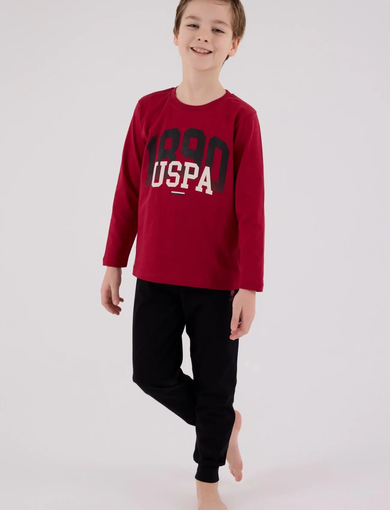 U.s. Polo Assn Uzun Kol Pijama Takım Us2203-4 Bordo