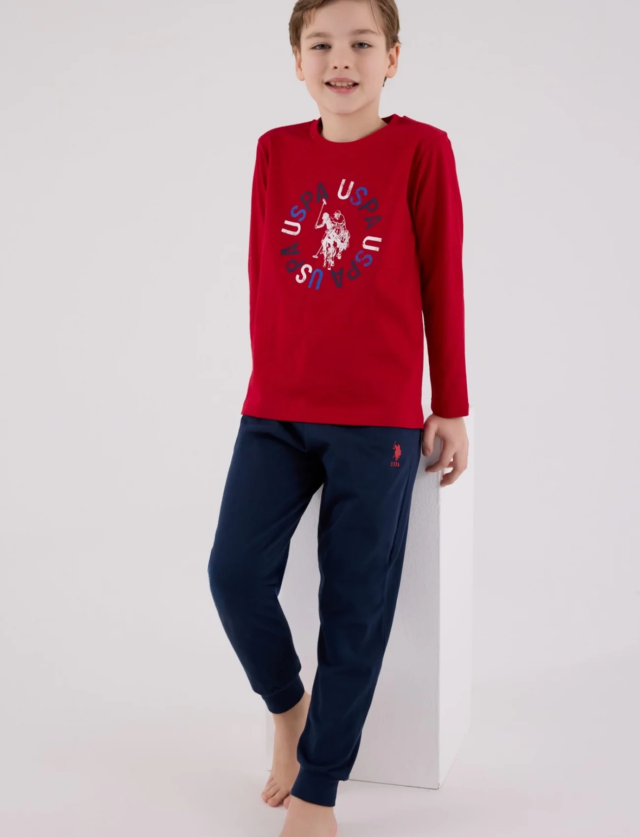 U.s. Polo Assn Uzun Kol Pijama Takım Us2214-4 Kırmızı